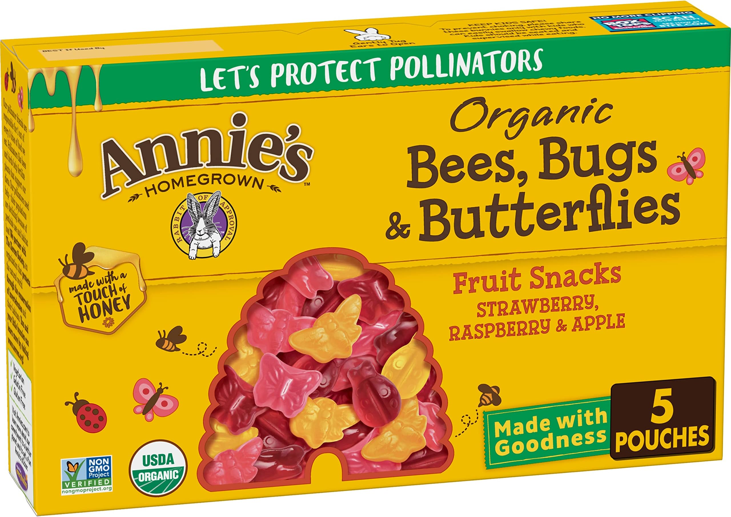 Annie's Homegrown Homegrown Bees Bugs, & Butterflies Fruit Snacks, 4 oz