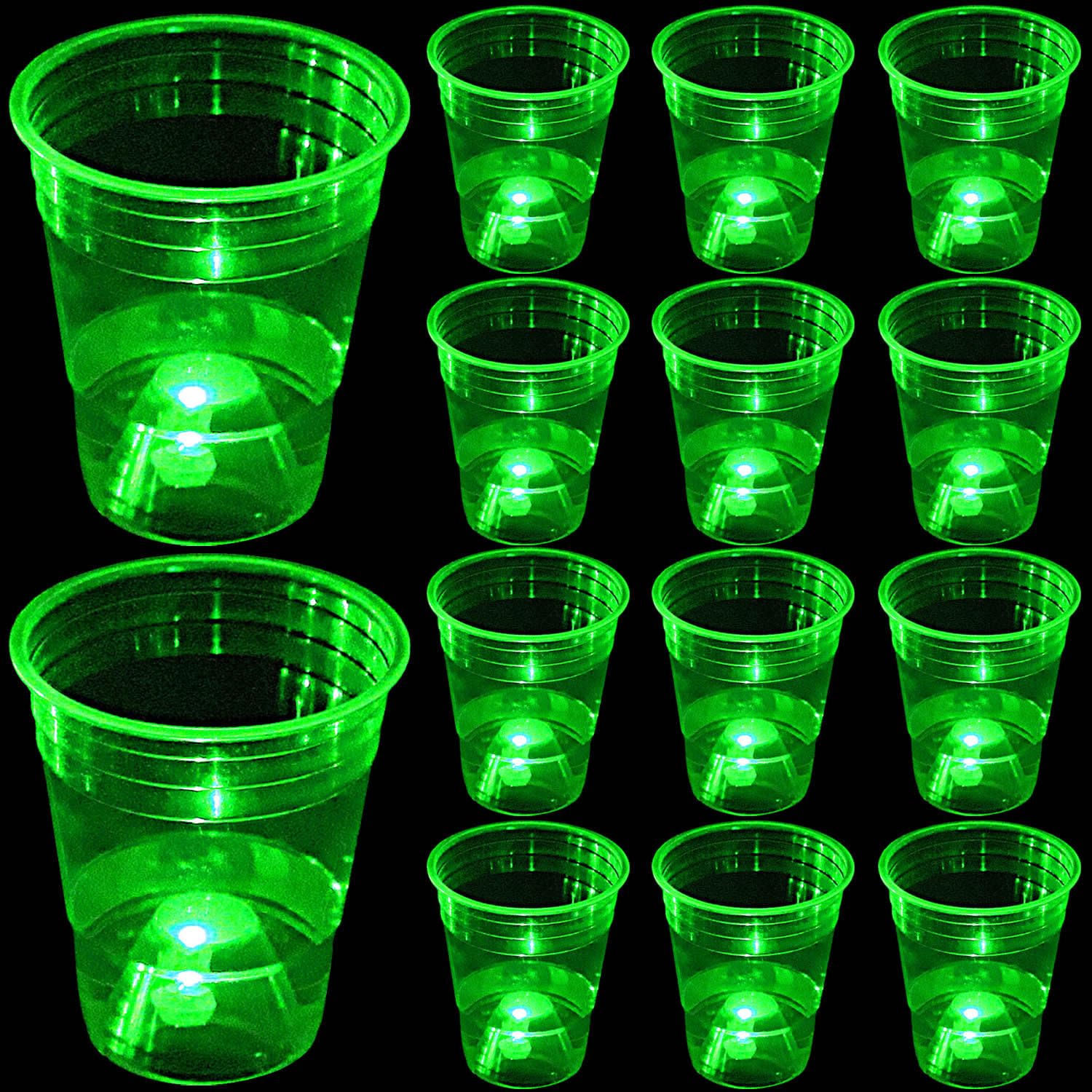 mishunyus Green Glow Party Cups for Party Event Fun, 24 Glow In The Dark Cups, Party Decoration,House Parties Birthdays Concerts Weddings BBQ Beach Holidays