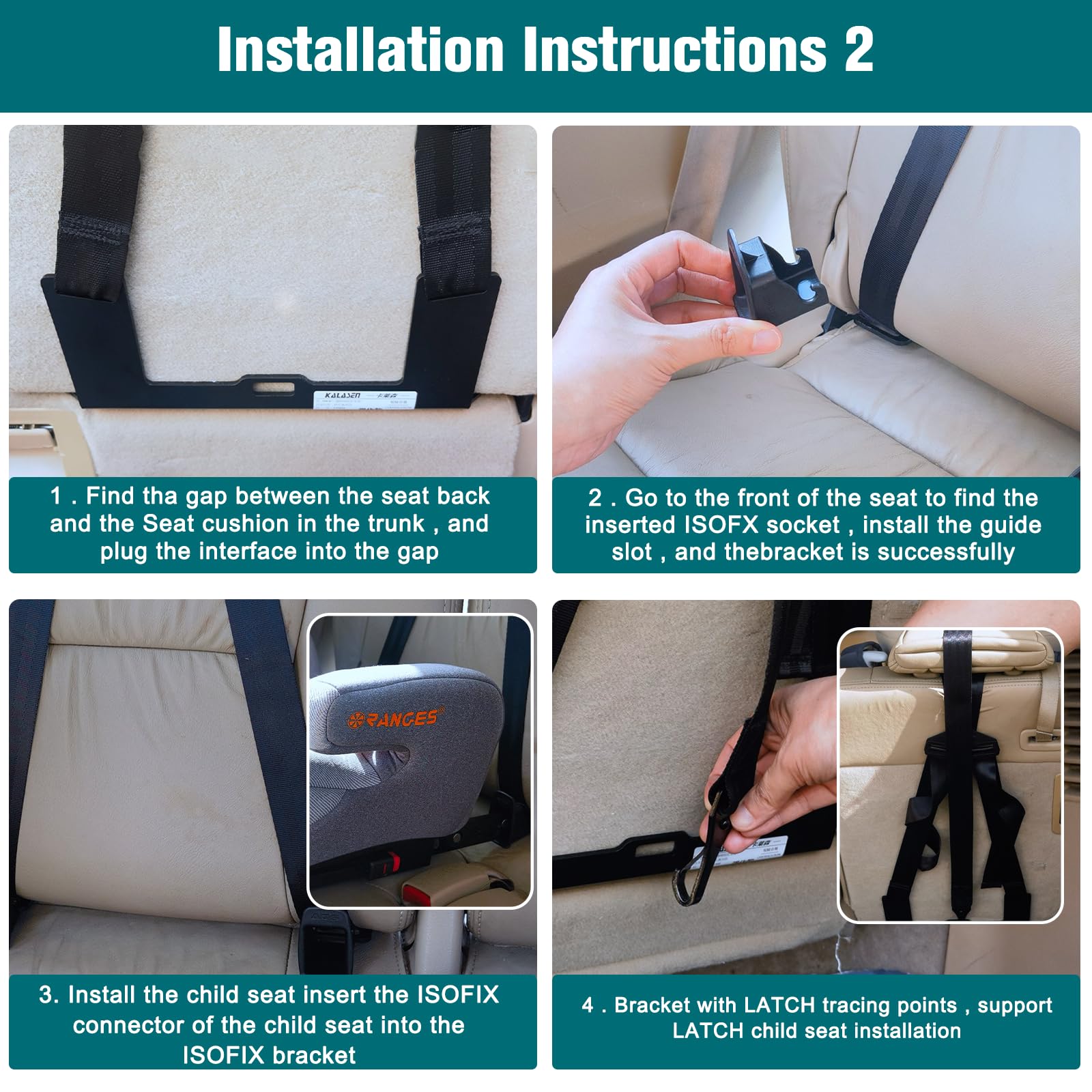 Kindersitz Halterung für Auto, Sicherheitssitz-Halterung mit Halterung für Babysitz Stecker und Latch Befestigungsgurt für Auto SUVs und Nutzfahrzeugen