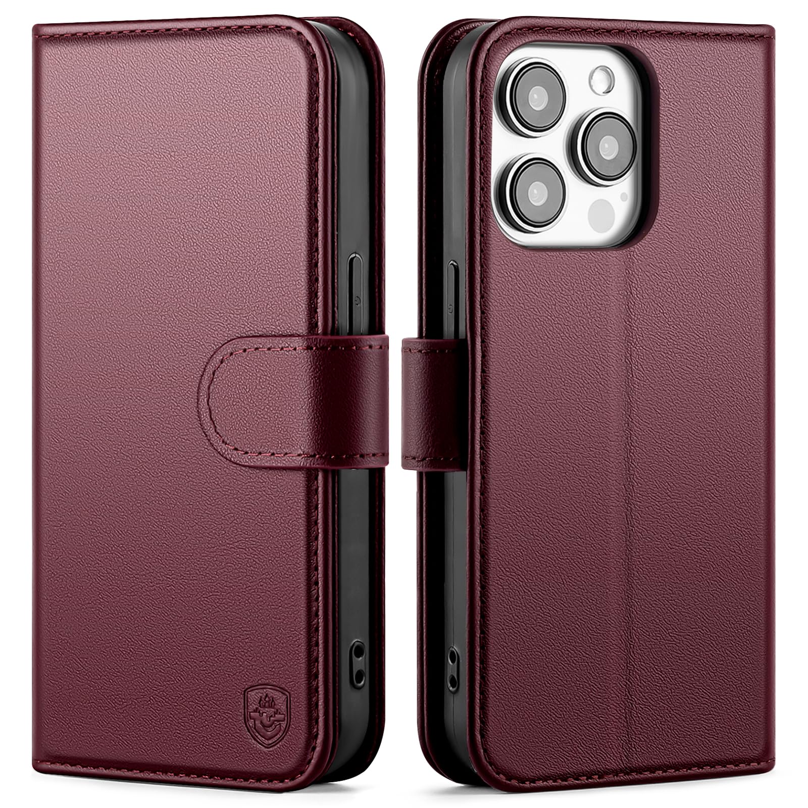 BoxCastle Compatible with iPhone 15 Pro Max Genuine Leather Case Wallet with Card Holder,Women Men Real Leather Flip Folio RFID Blocking Credit Card