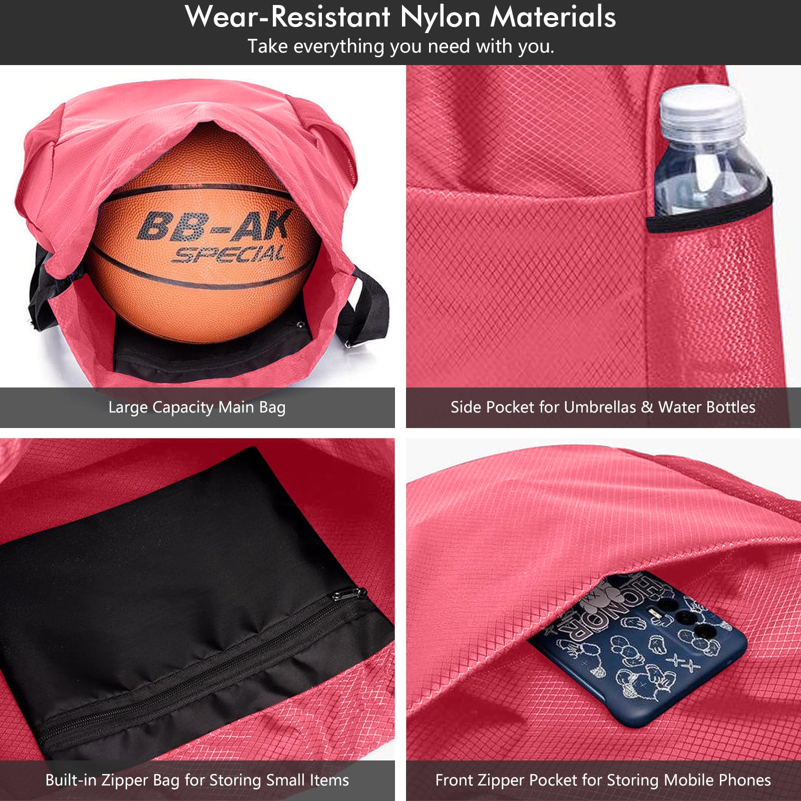Sports Drawstring Bags Waterproof Swimming Bag for Kids Adults Unisex Large Capacity Foldable Gym Bag for Swimming Gym School Travel Hiking — view 4