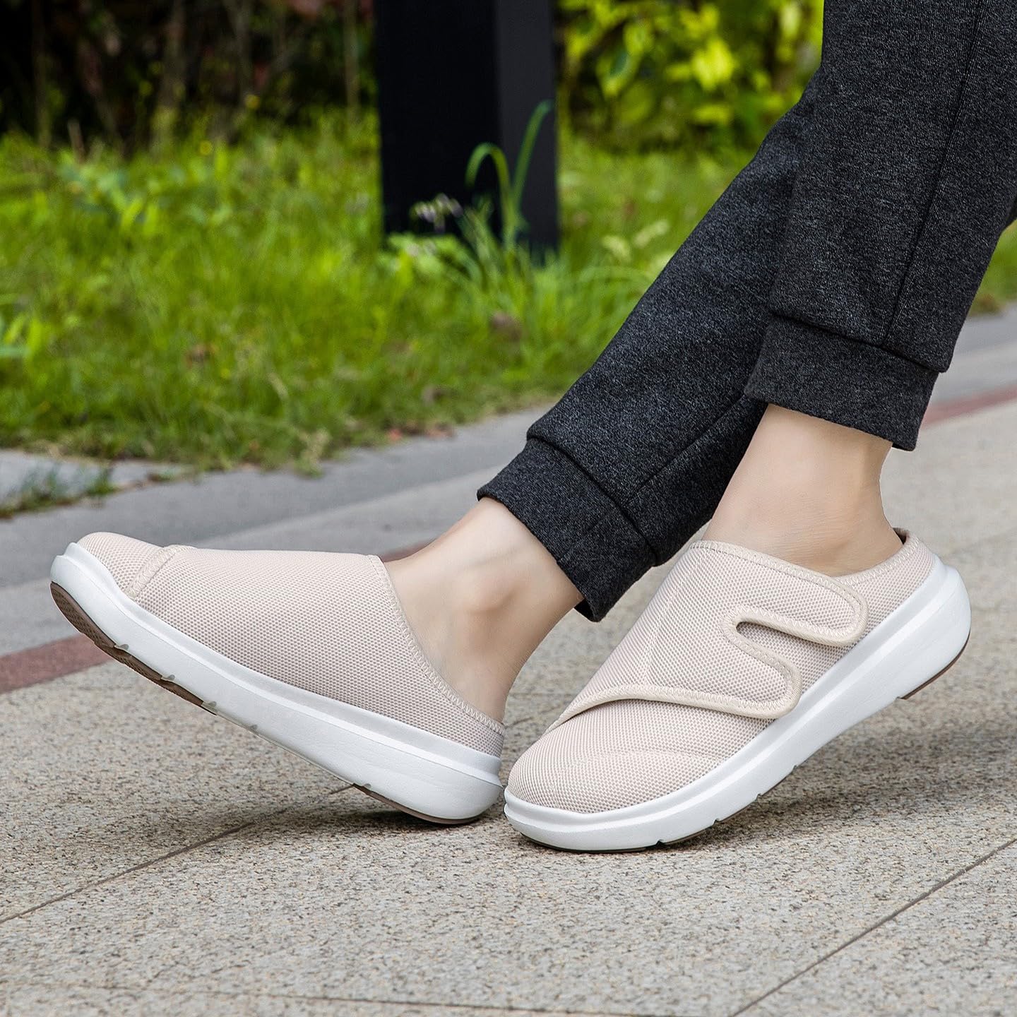 Eagsouni Diabetiker Hausschuhe Herren Damen Extra Weit Klettverschluss | Orthopädische Pantoffeln,Leicht,bequem,Atmungsaktiv,rutschfest,Verbandschuhe,für Senioren
