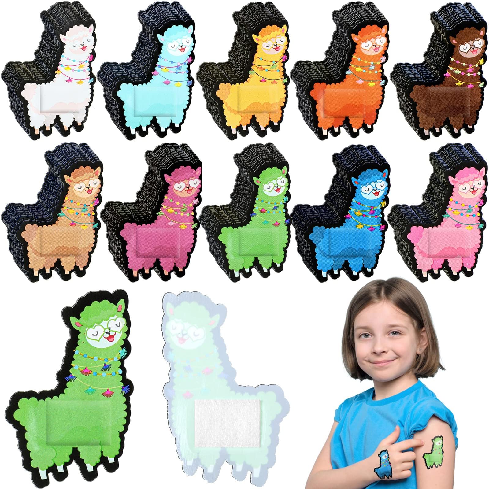 120 Pieces Kids Bandages Bulk Bandages Cartoon Adhesive Colorful Bandages Easily Removable Funny Gift for Cuts Scrapes Boys Children Toddler Adults First Aid Addition(Llama)