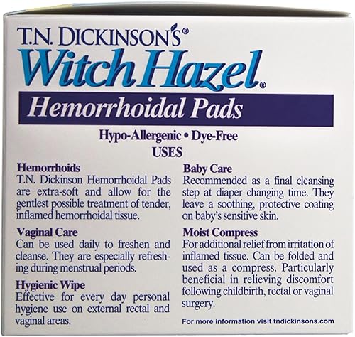 Miniatura 6 de T.N. Dickinson's Almohadillas hemorroidales, hamamelis con aloe, transparentes, 100 unidades