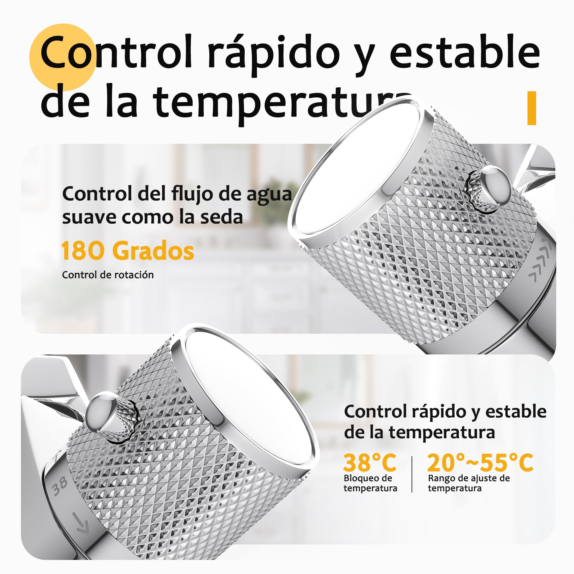 Mezclador Termostatico para Baño,Grifo Ducha Thermostatico,Grifo de Ducha,Cromo