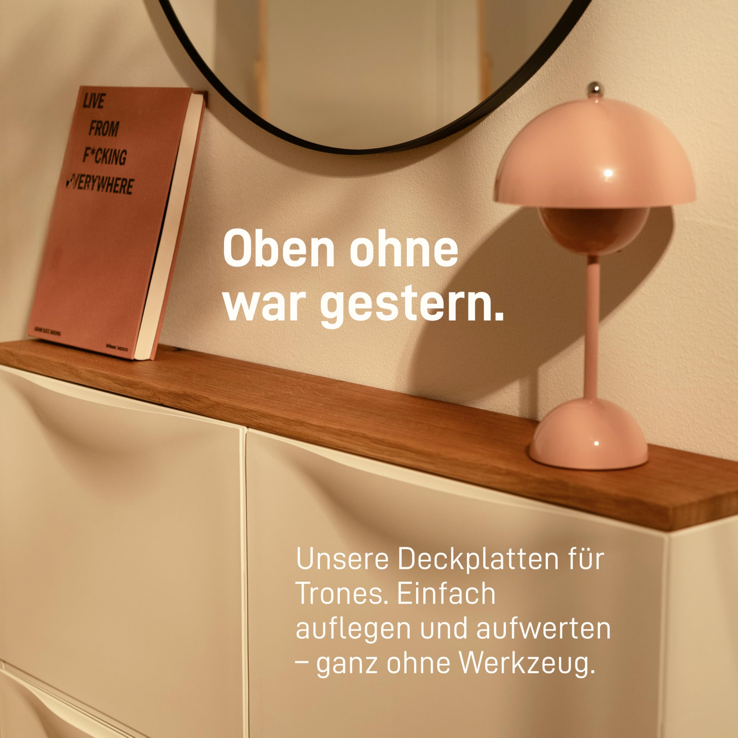 Natural Goods Berlin 1x Trones Deckplatte Eiche - I K E A Upcycling - 2 cm Trones Holzplatte passgenau Antirutschfunktion - Holzplatte Eiche massiv für Schuhorganizer - Fensterbrett 103 x 16 x 2 cm