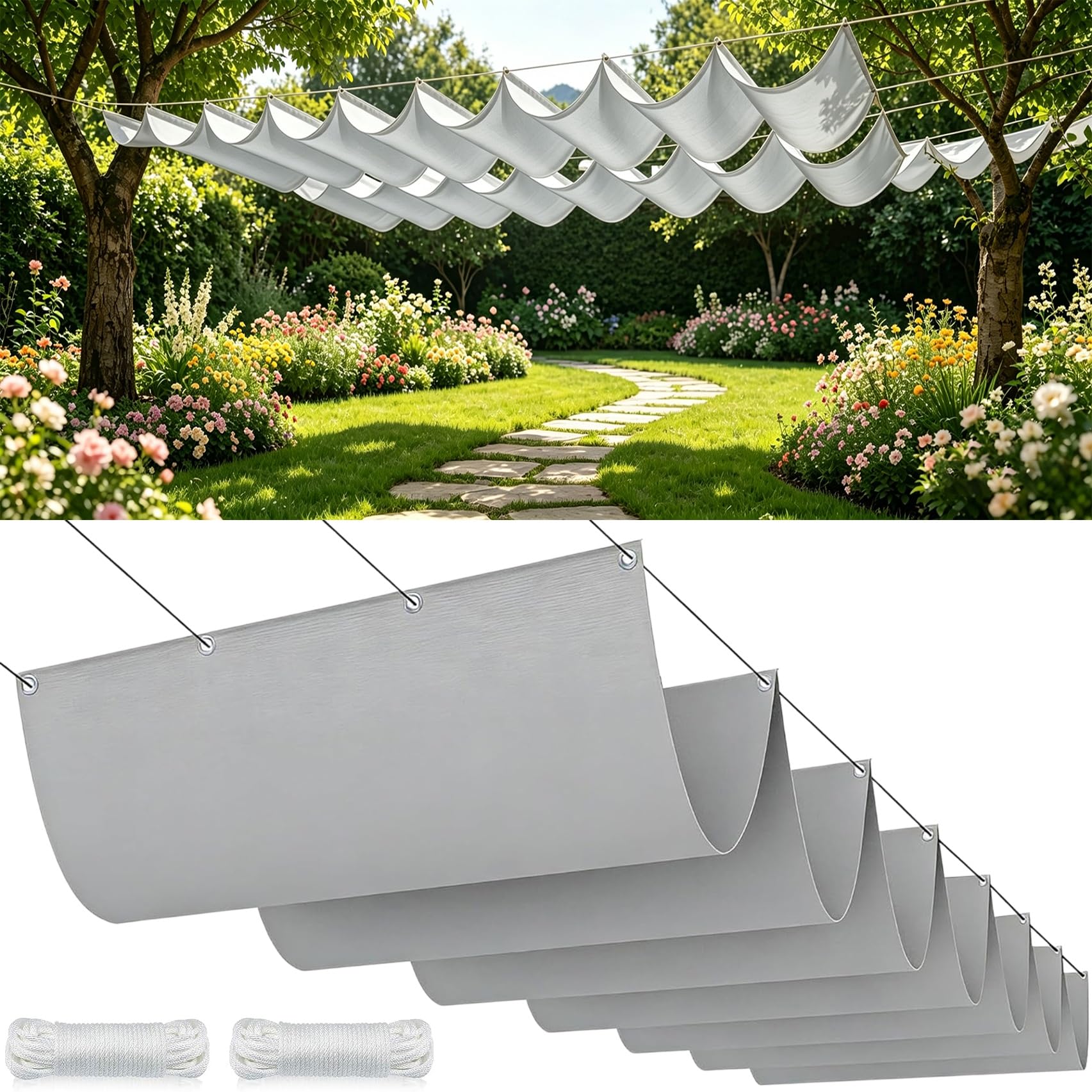 Voile ombrage rectangulaire 120x220 gris clair imperméable pour extérieur