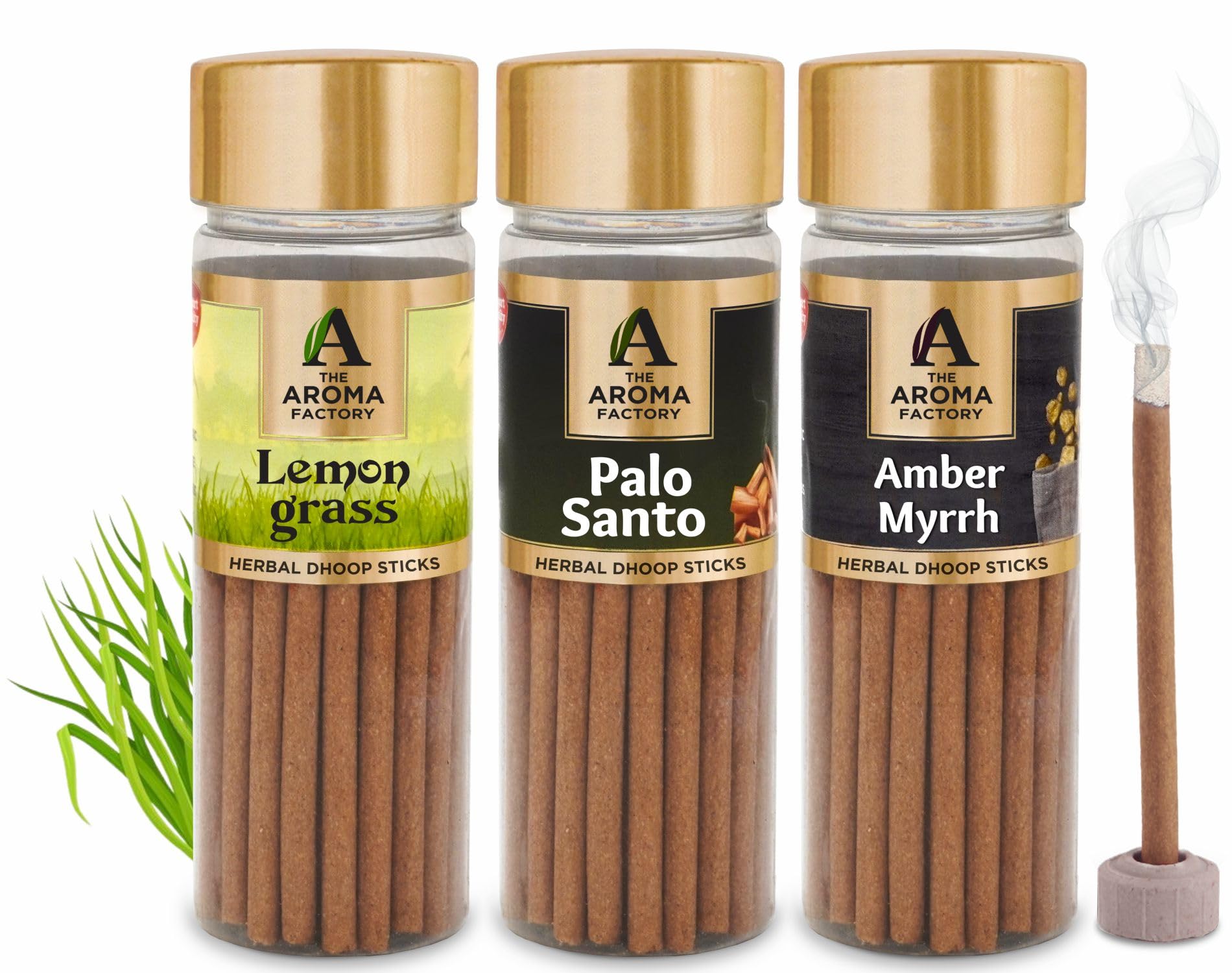 The Aroma Factory Dhoop batti, No Bamboo Herbal Dhoop Sticks with Incense Holder, 3 Bottle x 75g (Lemongrass, Palo Santo & Amber & Myrrh) (B0D3LXQGC8) Amazon Price History, Amazon Price Tracker