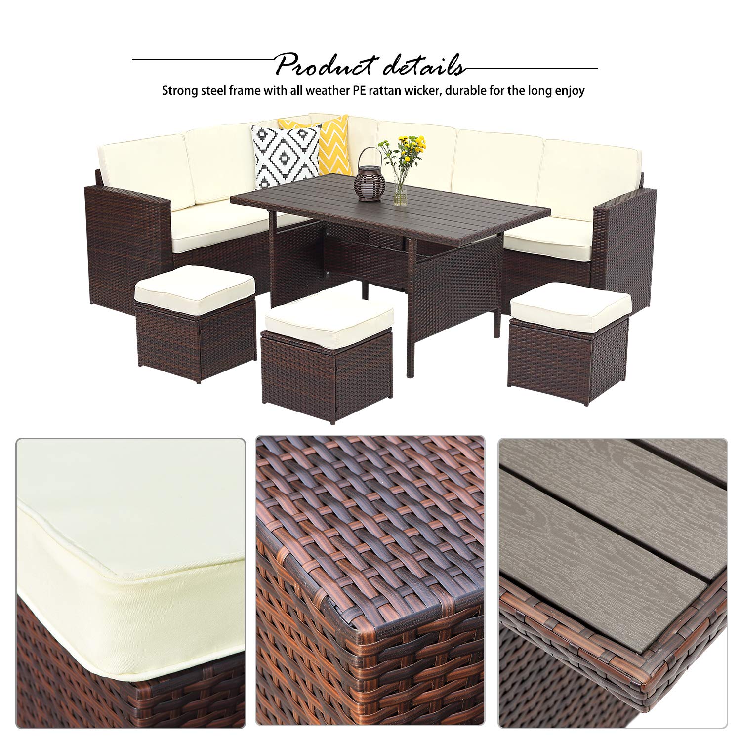 Wisteria Lane Patio Furniture Set,7 PCS Outdoor Conversation Set All