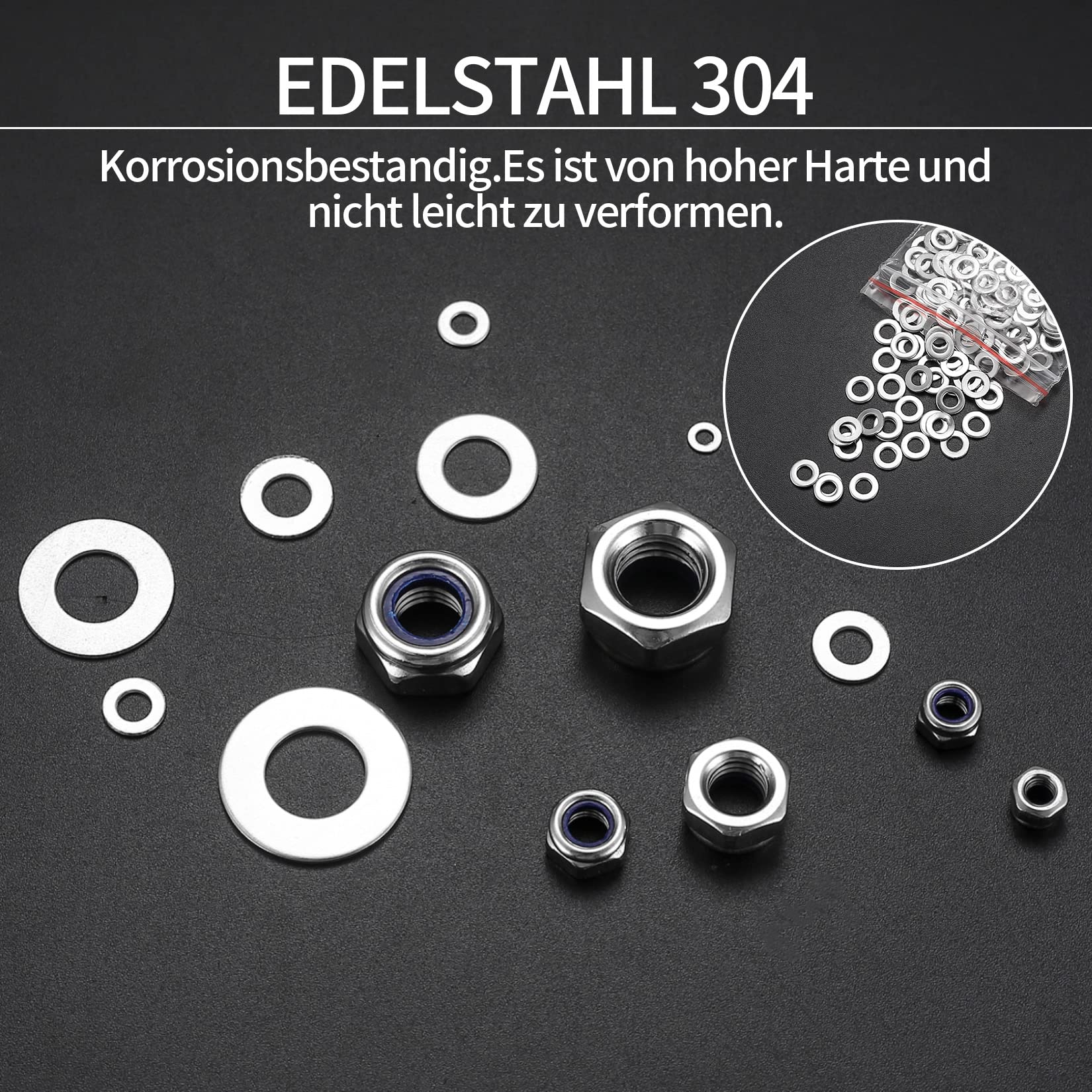 Set 980 Dadi E Rondelle Autobloccanti - Acciaio Inox M2.5 A M12 Per Fai-da-te - Foto 4