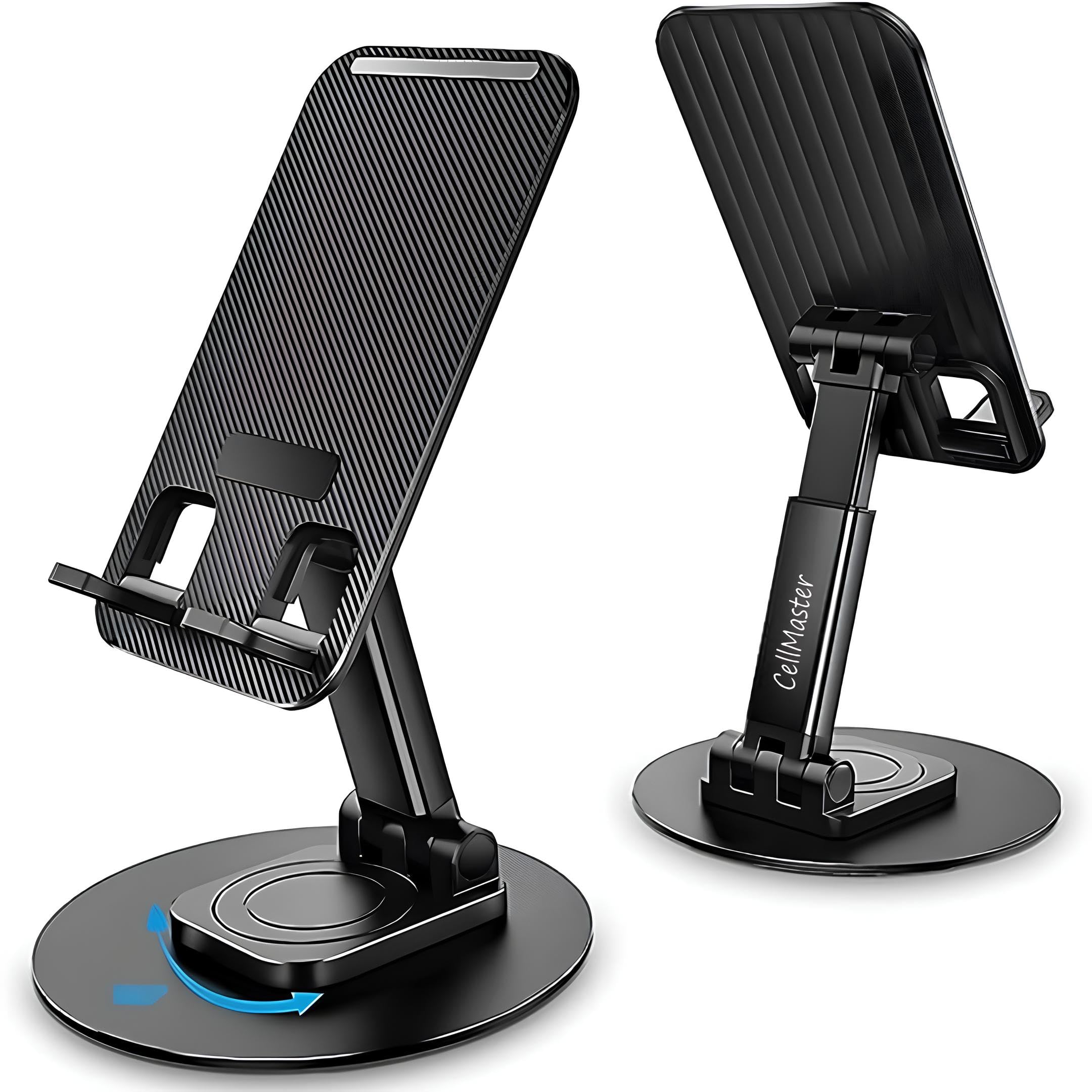 CELLMASTER Cell Phone Stand Rotatable and Foldable Phone Holder with Height and Angle Adjustable (Black)