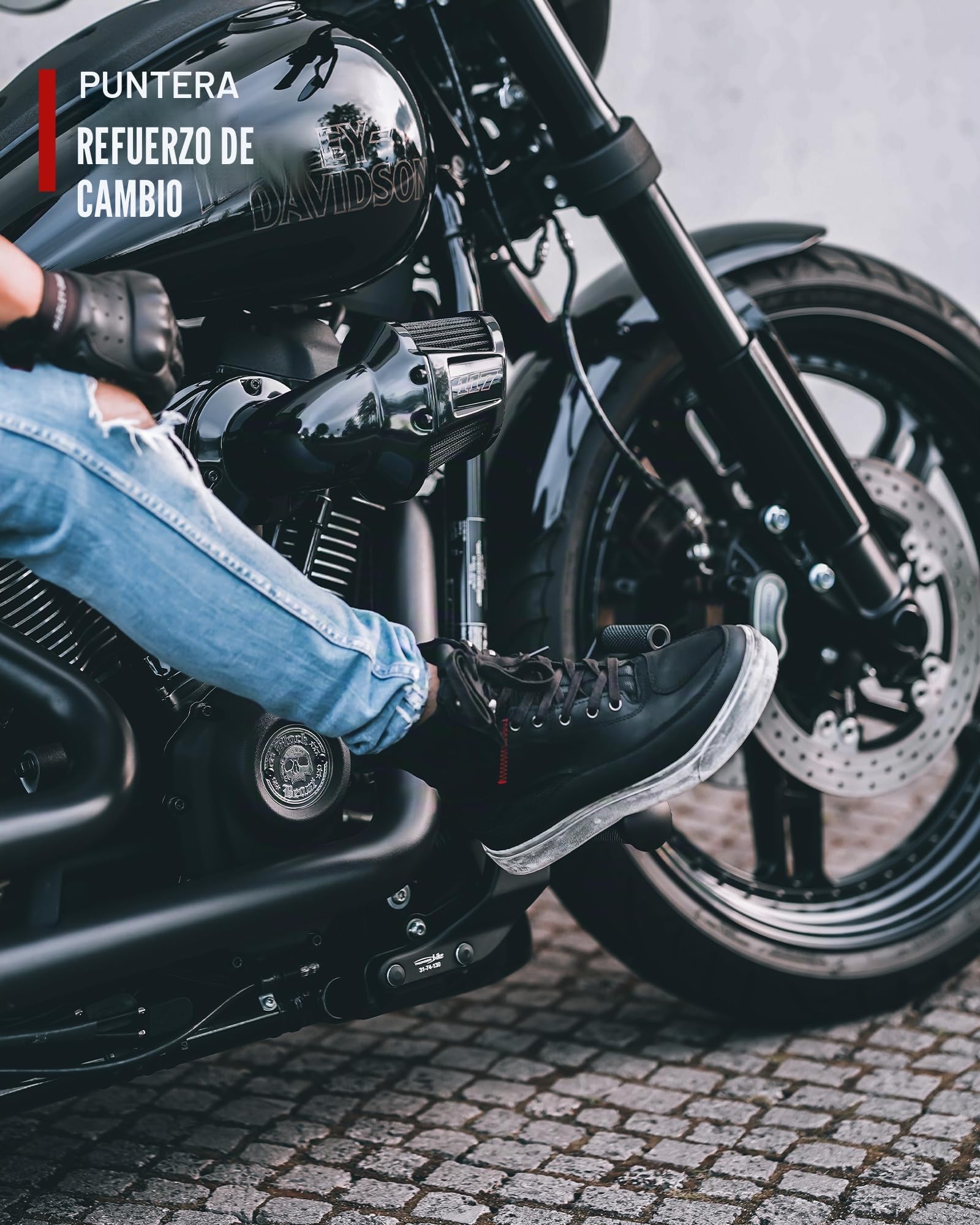 Botas Moto Hombre de Cuero, Zapatillas de Motocicleta, Zapatos de Calle Transpirables, Reforzados con Soporte el Tobillo, Suela Antideslizante, Almohadilla de Cambio 45