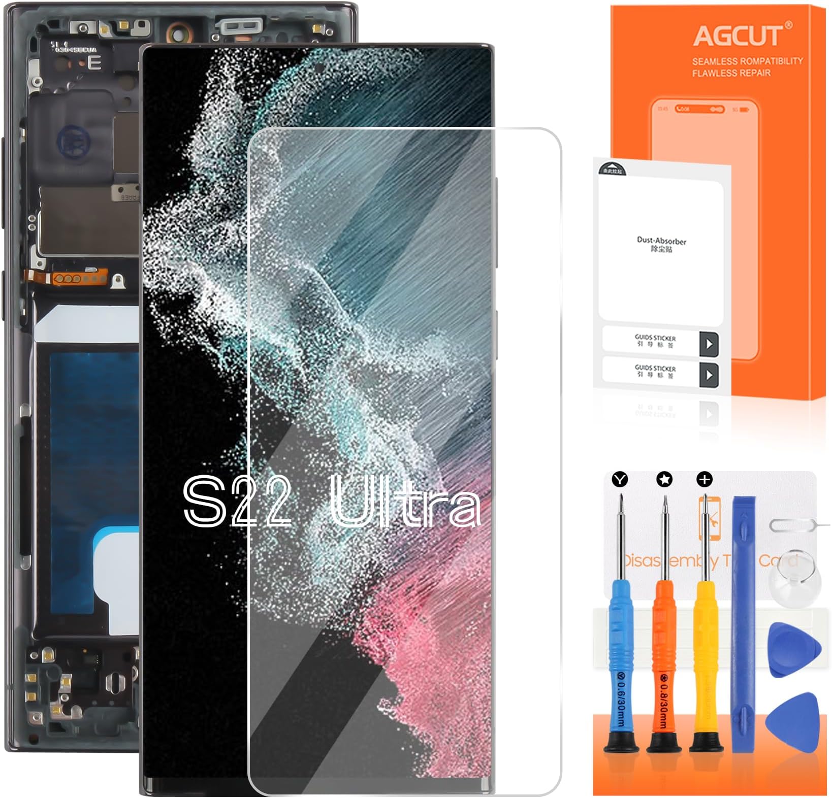 OLED for Samsung S22 Ultra 5G Screen Replacement for S22 Ultra LCD Display SM-S908U SM-S908E LCD Digitizer Touch Assembly Black with Frame (US Version,Support Fingerprint)