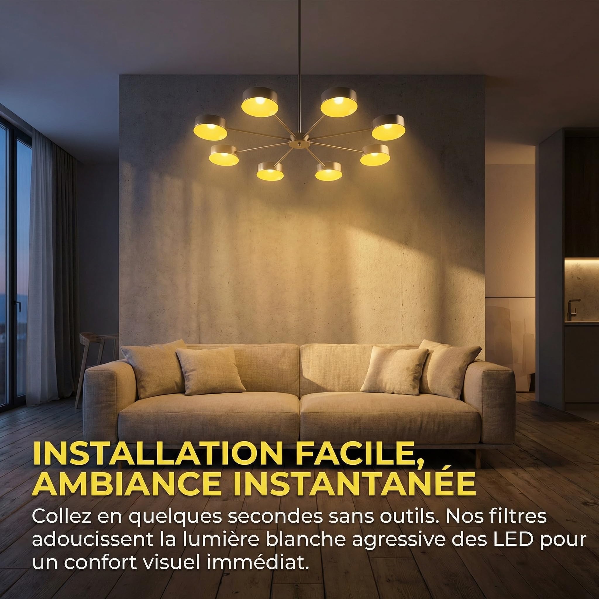 TOYANDONA Lot de 20 autocollants en gel jaune pour éclairage, film diffuseur à intensité variable autocollant, filtres de couleur chaude 50 mm pour éclairage vidéo LED et projecteur de plafond