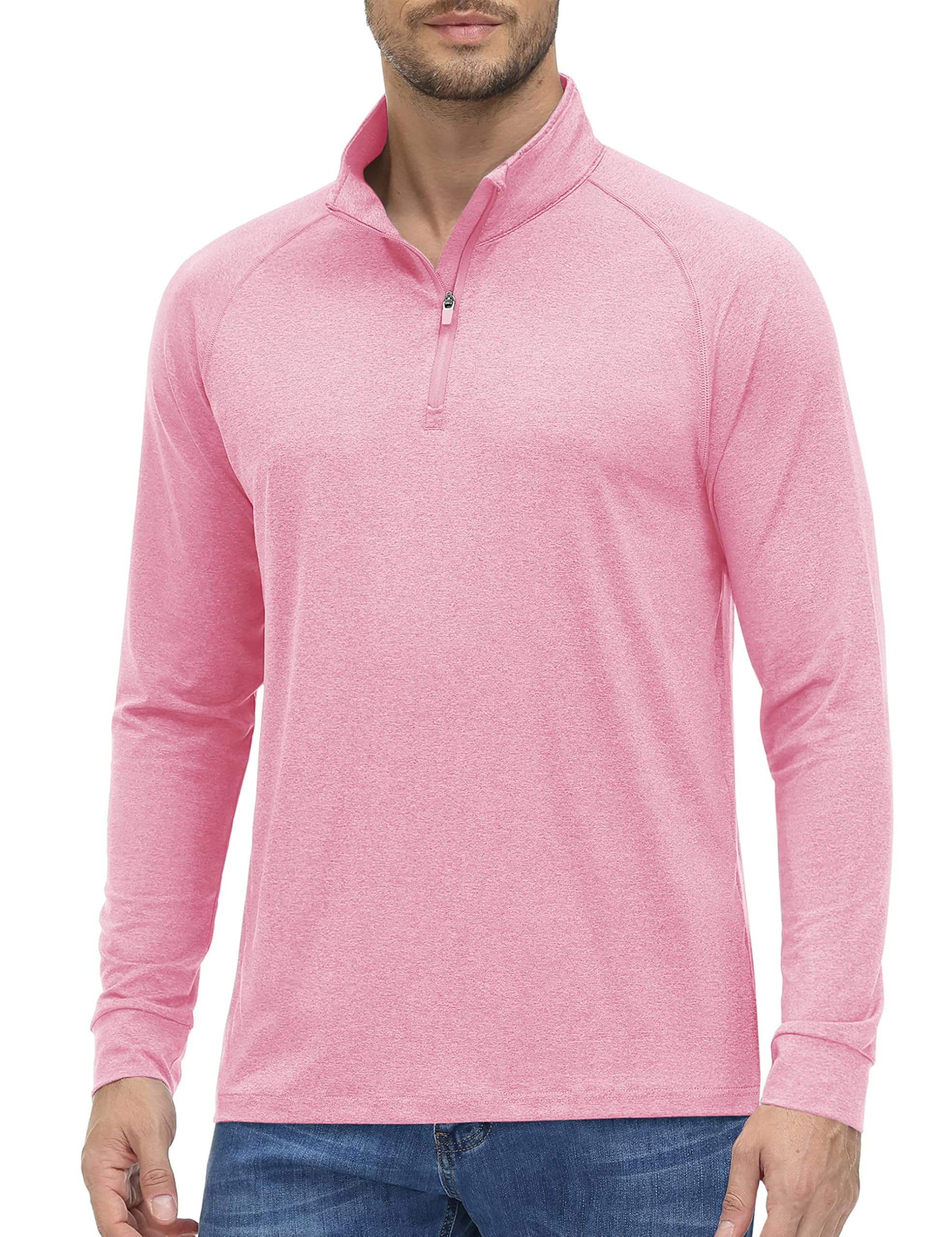 MAGCOMSEN Men's 1/4 Zip Pullover UPF 50+ Long Sleeve Sun Protection Sports Shirts Lightweight Athletic Workout Shirt