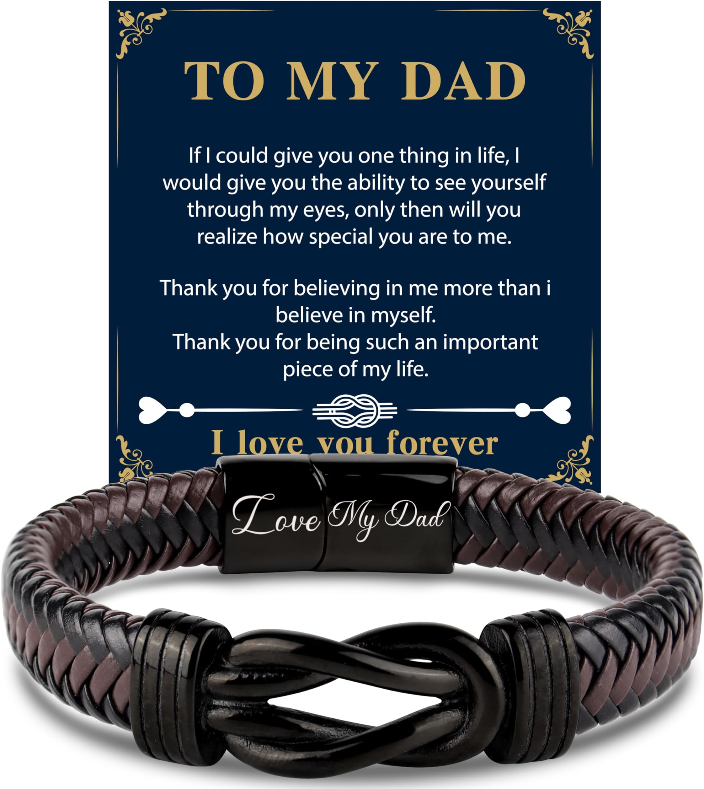 Gifts for Dad Grandad Mens Leather Bracelet Fathers Day Birthday Christmas Gifts