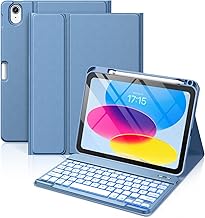 Vobafe Case with Keyboard for iPad A16 11/10 Generation (2025/2022, 11/10.9 Inch) - 7 Colours Illuminated Magnetic Removable Keyboard Protective Case with Pen Holder for iPad 11th/10th Gen, Blue