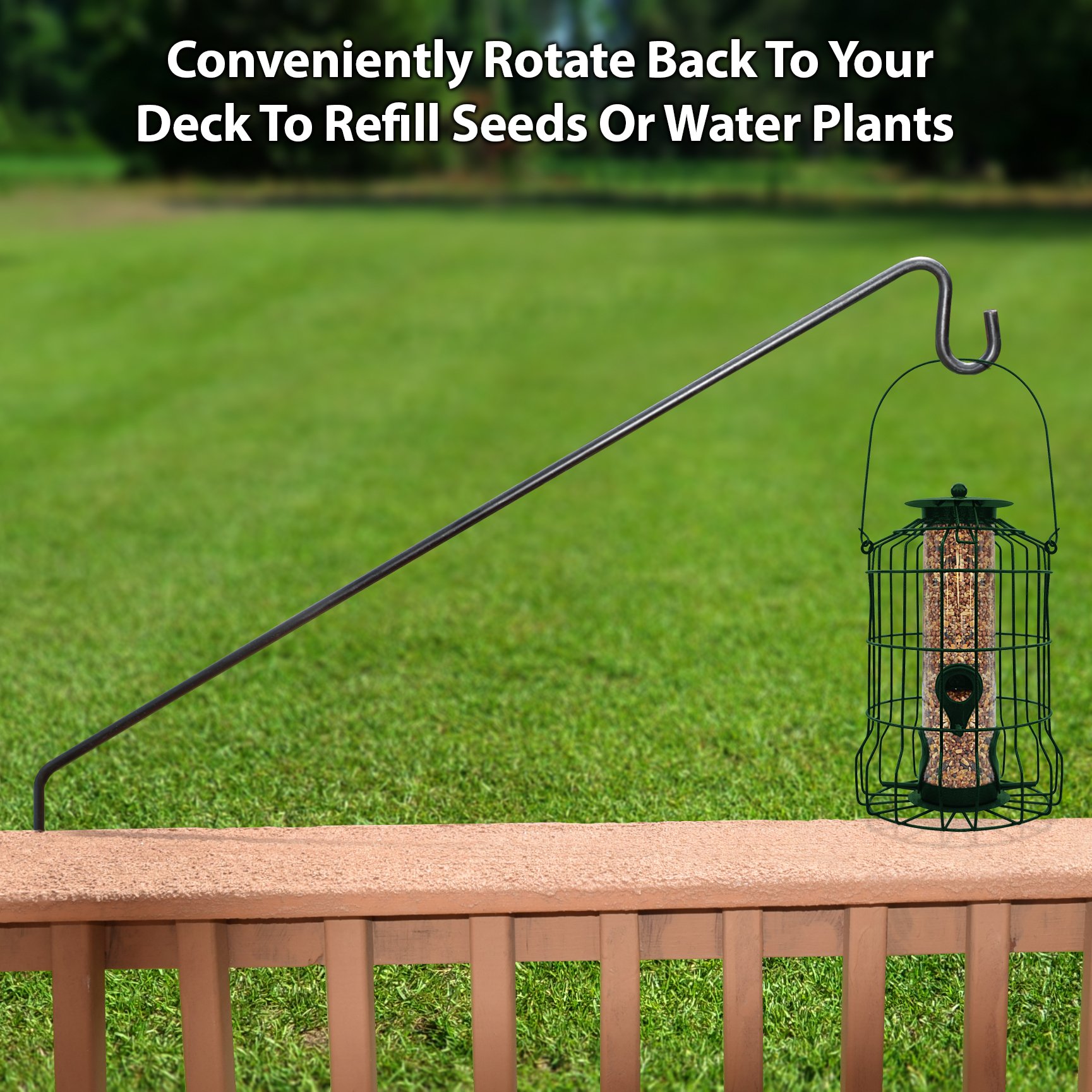 Gray Bunny Heavy Duty Extended Reach Wall Mounted Deck Hook/Wall Pole, 49 Inch, Black, Wall