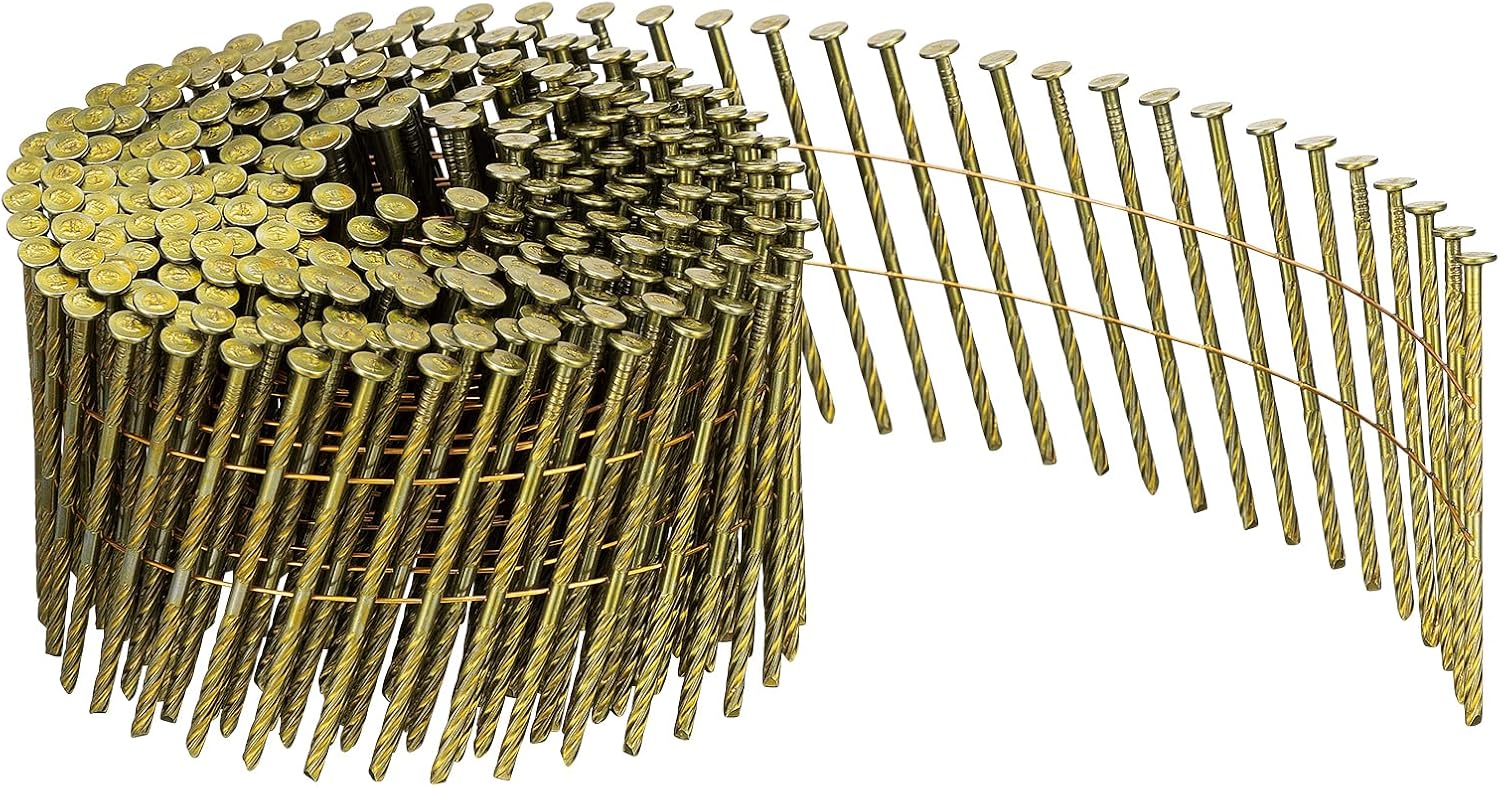 HiKOKI VS2665NU Wire Connecting Nails, Total Length 2.6 inches (65 mm) x Shaft Diameter 0.1 inches (2.6 mm), Roll, For Nail Drivers, For Wood, 300 x 20 Rolls, Yellow Coated, Screw Shape, Chisel Point