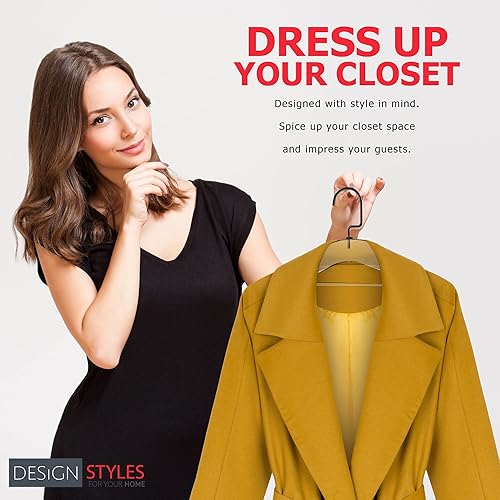 Miniatura 6 de Designstyles Perchas de acrílico transparente  Paquete de 10 elegantes y resistentes organizador de armario con ganchos de acero cromado dorado