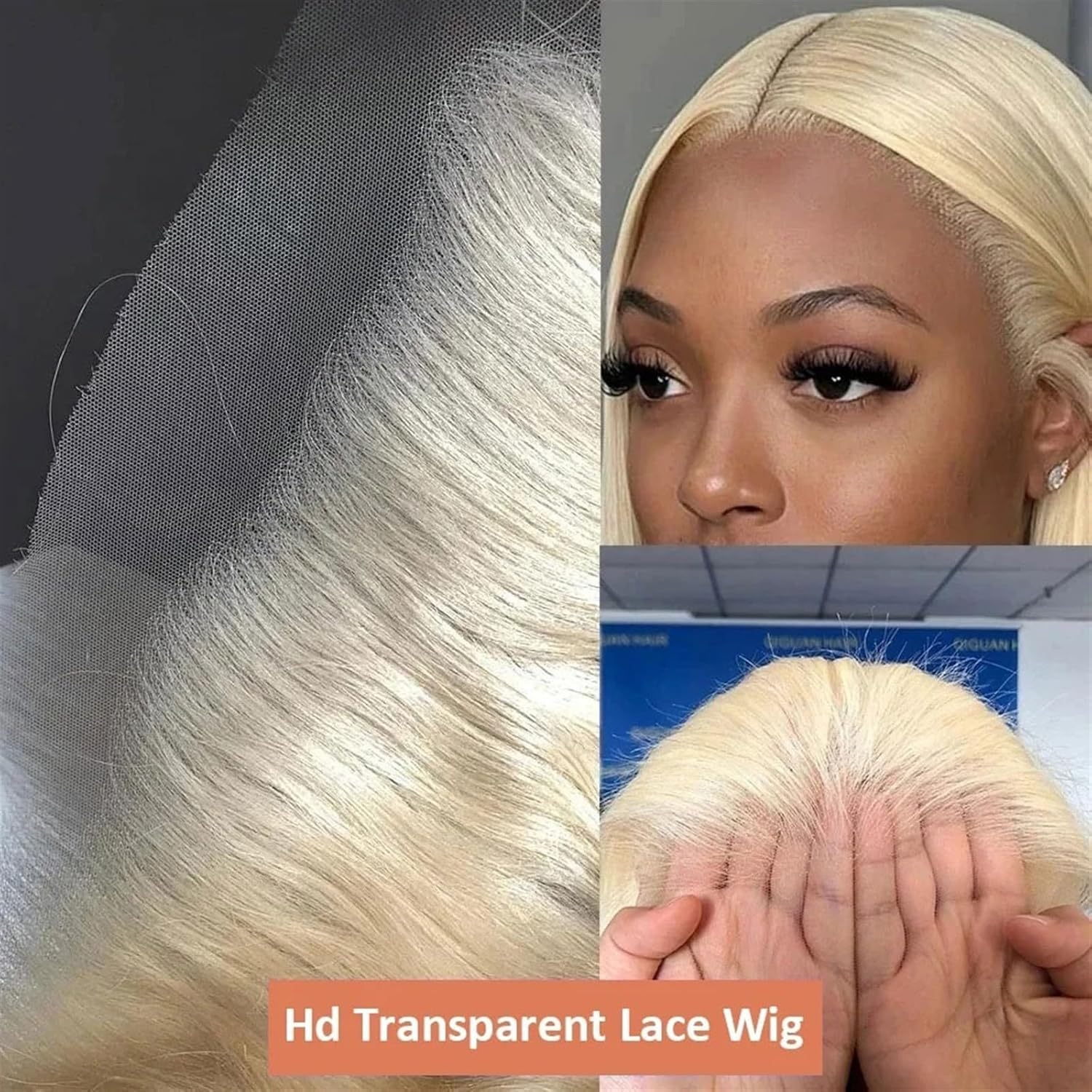 Synthetic Wig 613 Blonde 13x4 13X6 HD Transparent Lace Front Human Hair Wigs Remy 250 Density Bone Straight Lace Frontal Wig for Women Cosplay Wig(Color:13x4 Lace Wig,Size:38inches)