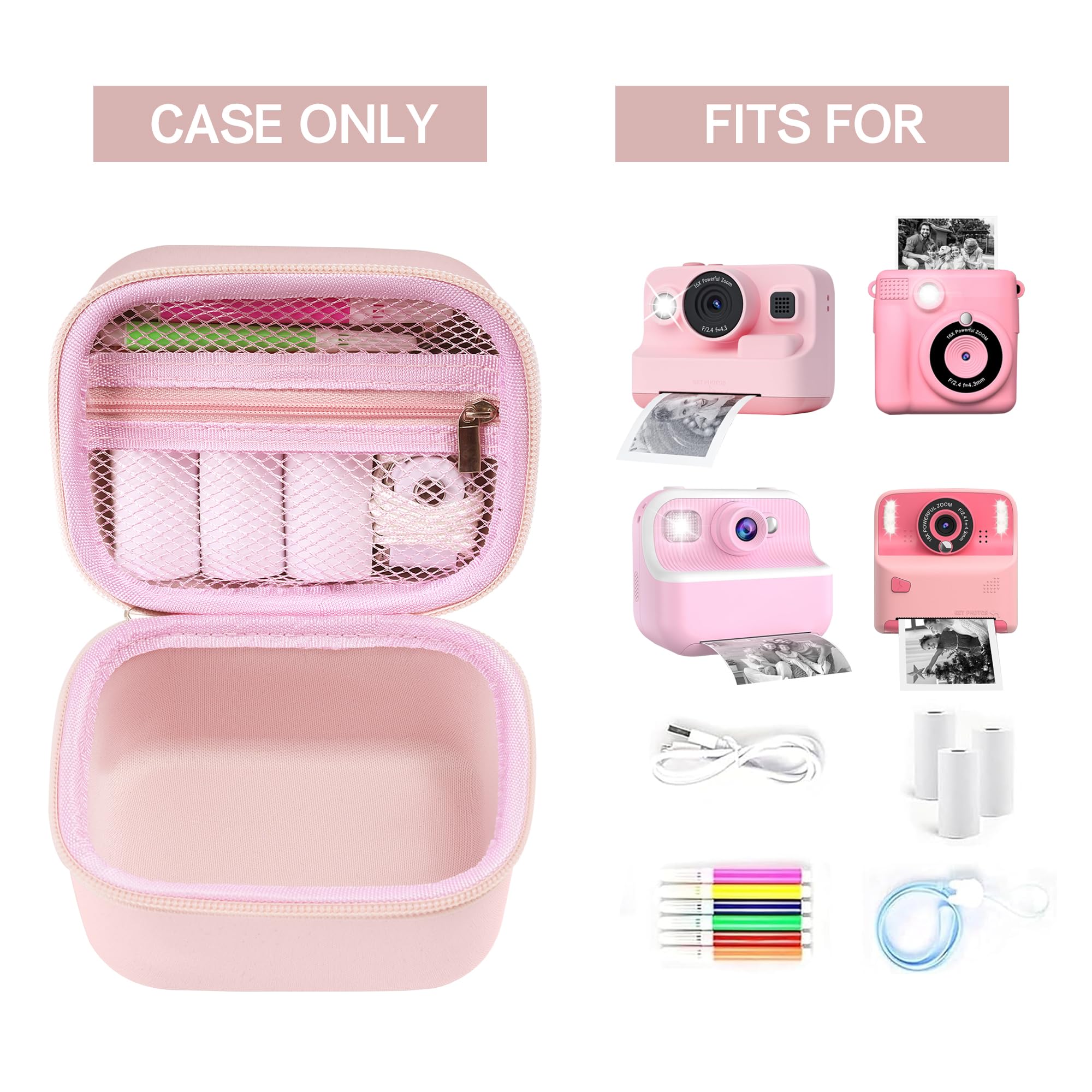 Madcat Storage Case for OPERHOO/YORKOO/Gofunly/CHRERNA/AORILE Kids Instant Print Camera- Case Only (Pink) - Image 2