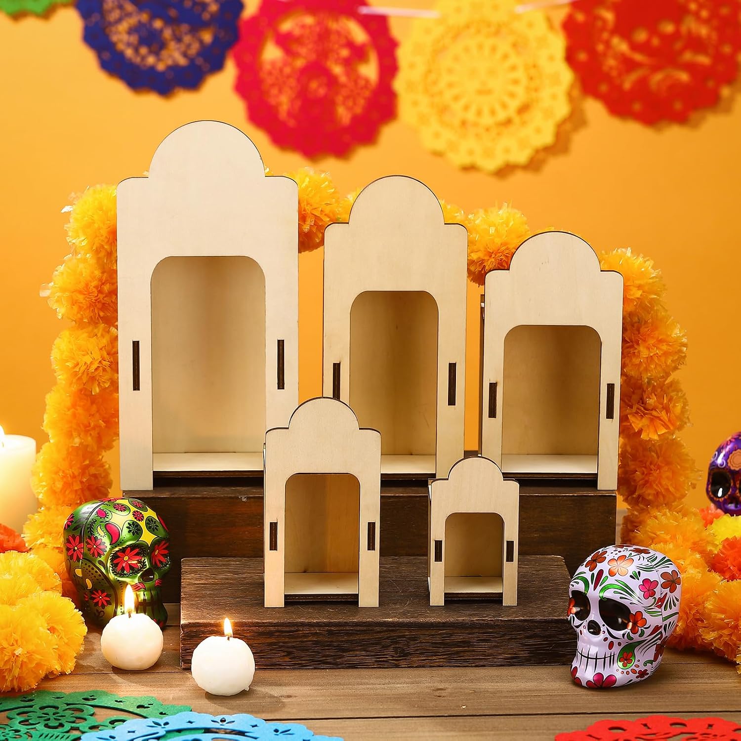 Weysat 5 Pcs Dia De Los Muertos Decorations Ofrenda Shadow Box Day of The Dead Altar Ofrenda Decor Remembrance Picture Frames Ofrendas para El Altar De Muertos