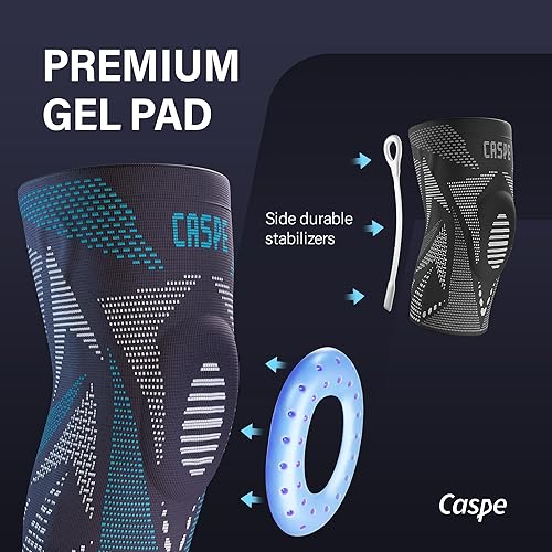 Miniatura 7 de Caspe Rodillera de compresión para mujeres y hombres, soporte para aliviar el dolor con almohadilla de gel para rótula y estabilizadores laterales,