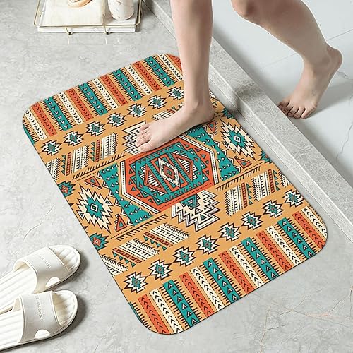 Miniatura 4 de Tapete de baño, tapete tribal de diatomeas, patrón de tribu secreta azteca india, bohemio, 23.6 pulgadas de ancho x 15.7 pulgadas de largo