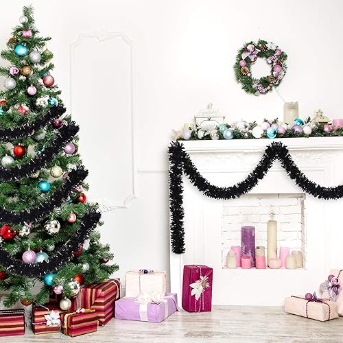 Miniatura 6 de WILLBOND - Guirnalda de espumillón metálica decorativa de 26.2 pies para árbol de navidad, fiestas de cumpleaños, bodas y navidad