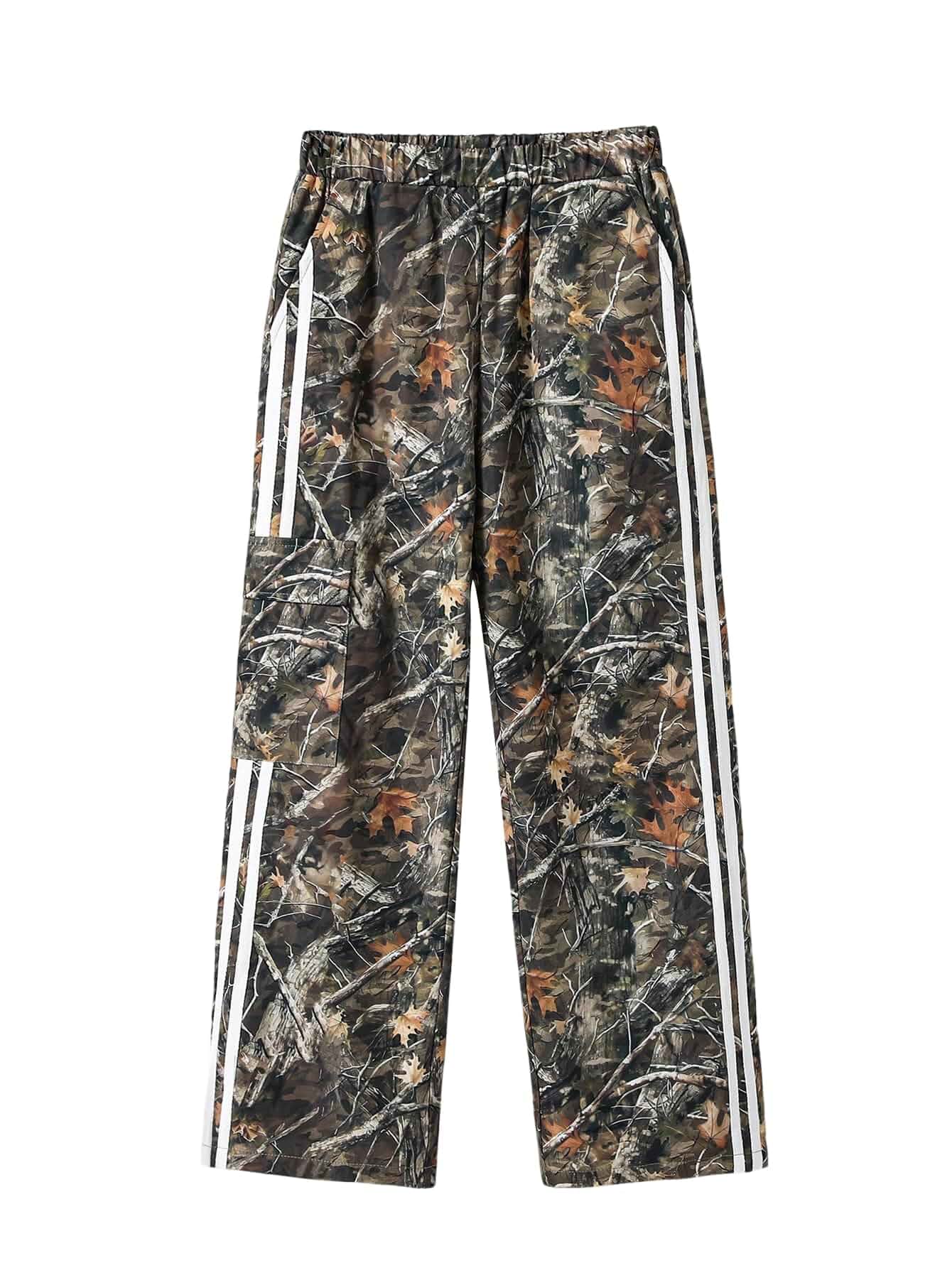 SHENHE Boy's Camo Cargo Pants Wide Leg Elastic Waist Baggy Pants Trousers Hiking Casual Going Out Pants, Y2k, Streetwear, Lightweight, Trendy Cool Pants for Fall/ Spring