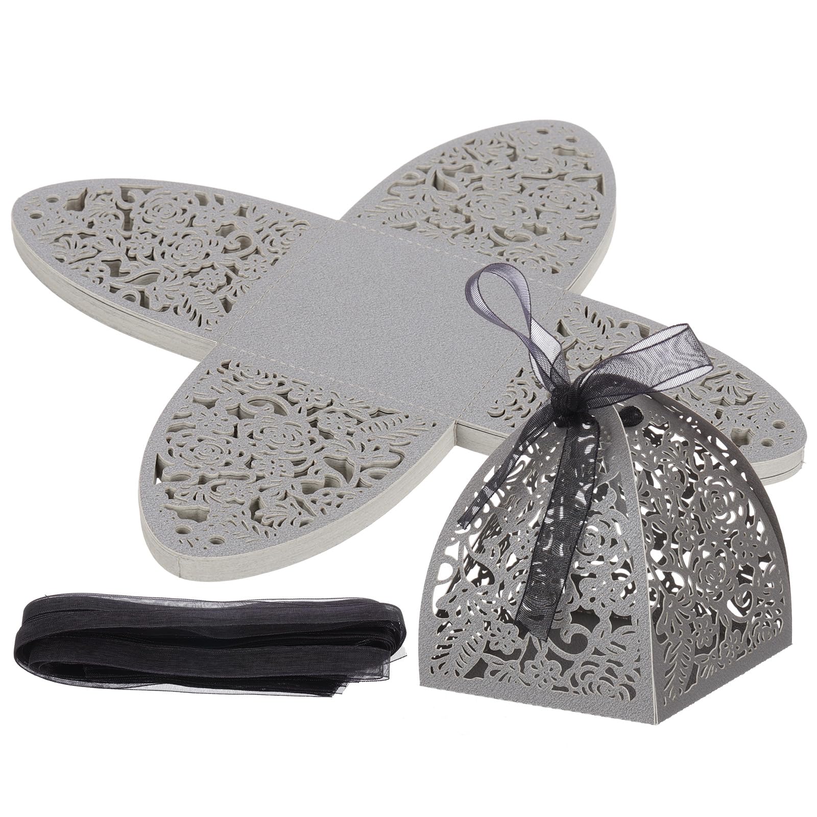 PATIKIL 6cm x 6cm x 8cm Favor Boxes, 24 Pcs Candy Party Gift Boxes for Wedding Mother's Day Easter Anniversary Christmas Graduation Celebration, Dark Silver
