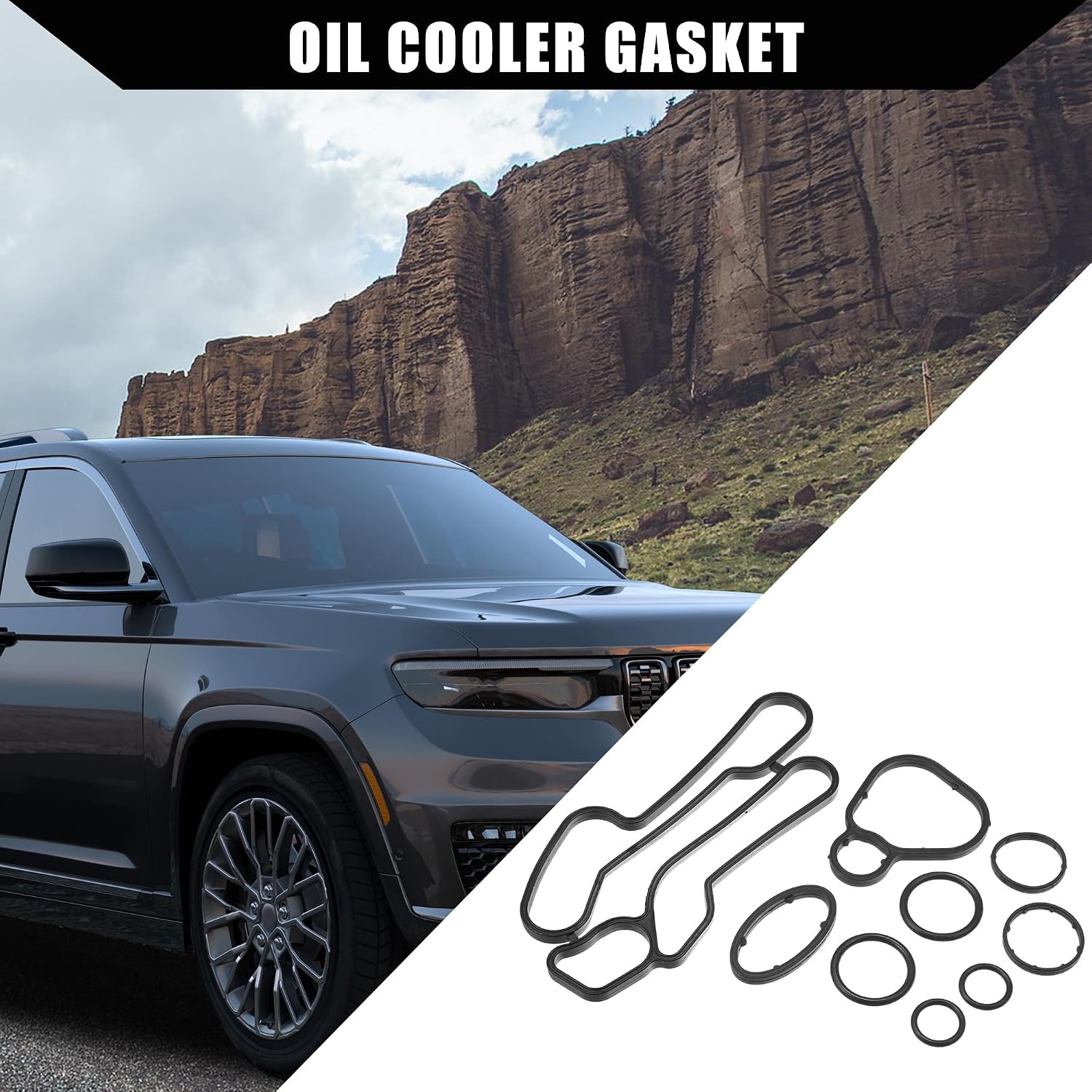 No.55355602/5650834 Oil Cooler Gasket for Opel Corsa D 2011-2014 / Inner Engine Oil Filter Adapter Gasket/Durable Rubber / 1Set Black