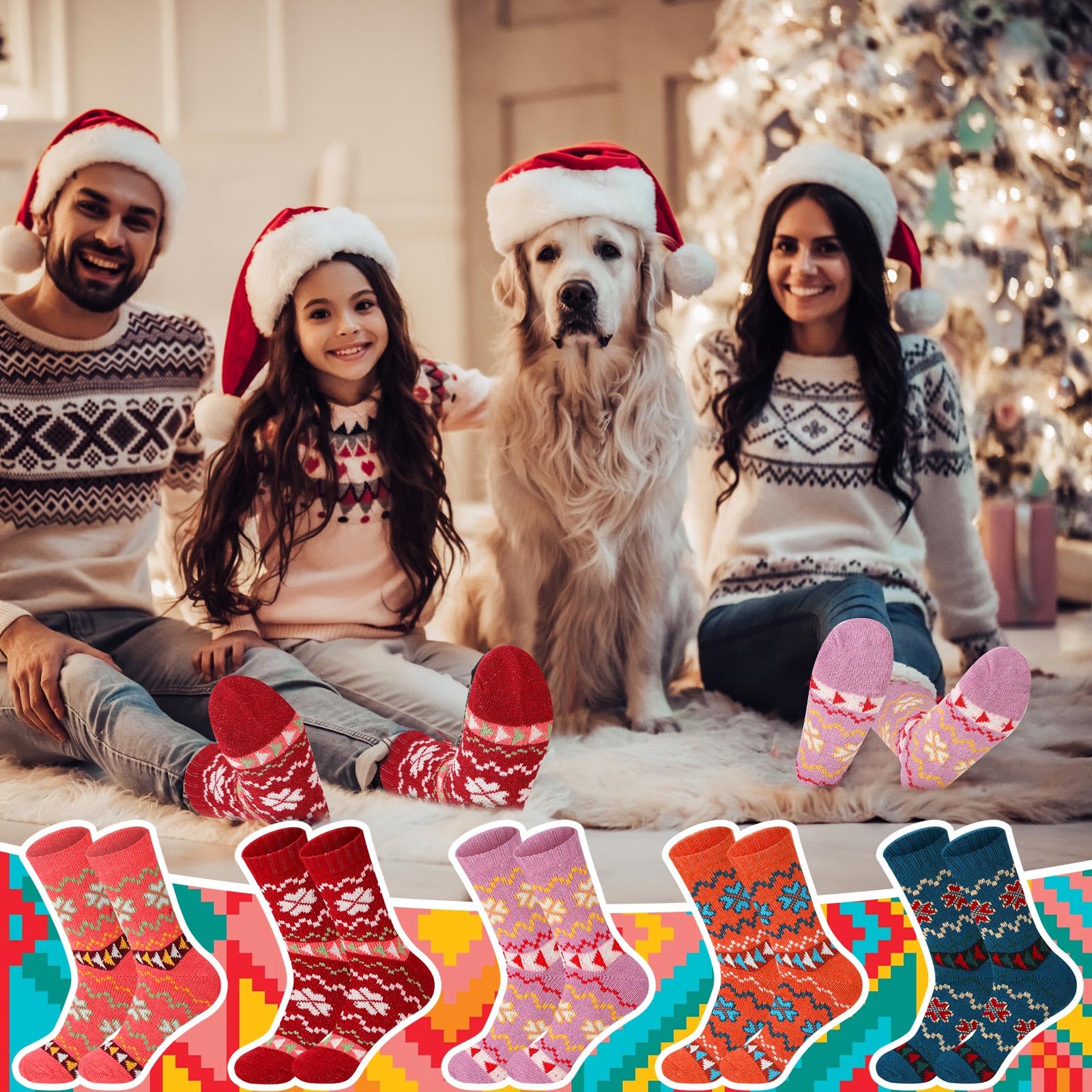 Hicarer 50 Paar Wintersocken im Vintage-Stil, warme Wolle, dick, gestrickt, Thermosocken für Damen und Herren, Weihnachtsgeschenke