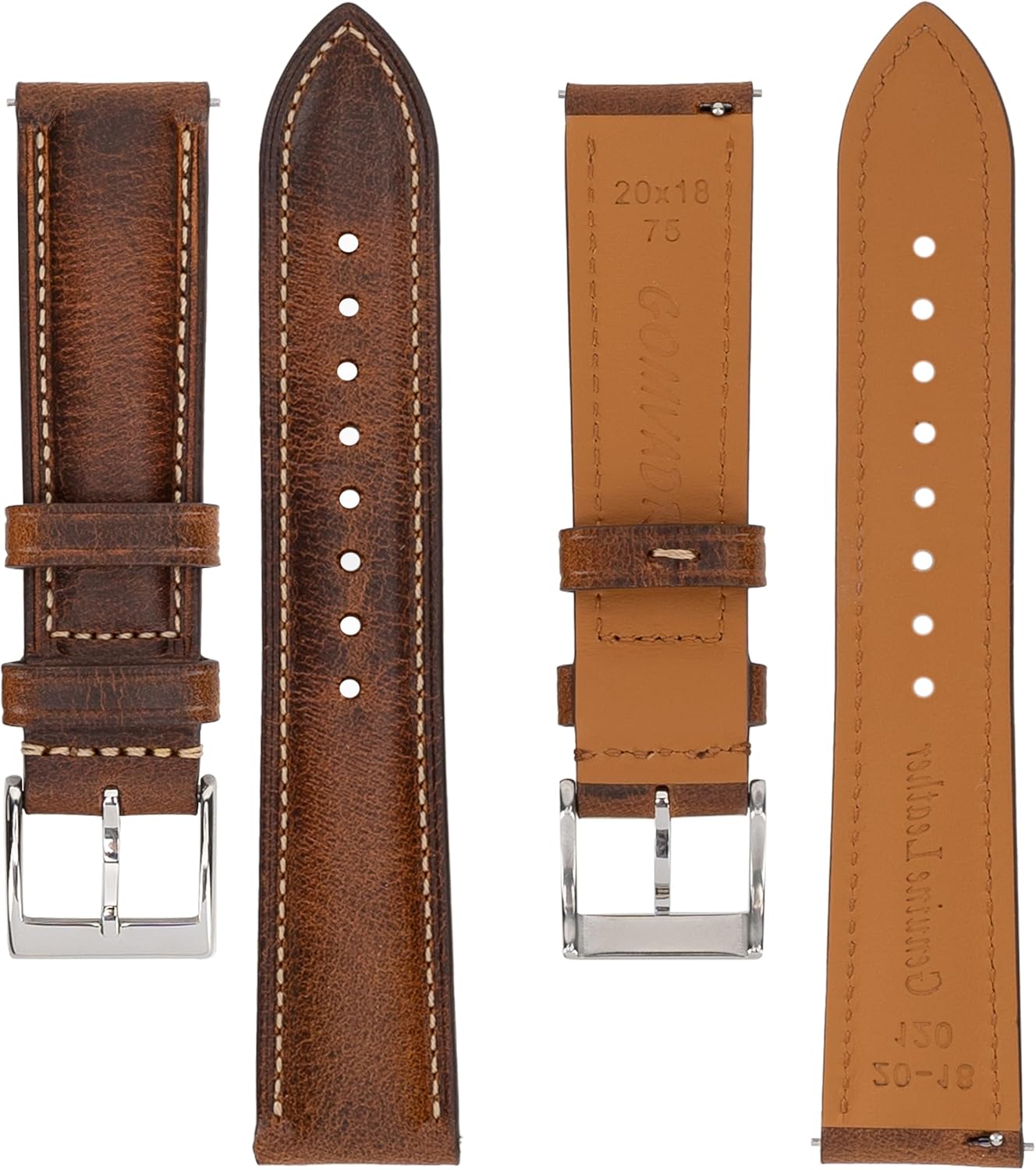 Quick Release Leather Watch Band 14mm 16mm 18mm 19mm 20mm 21mm 22mm 24mm,Vintage Oil Wax-tanned Pull-up Men's Watch Bands Replacement Leather Watch Straps for Men Women - Image 5