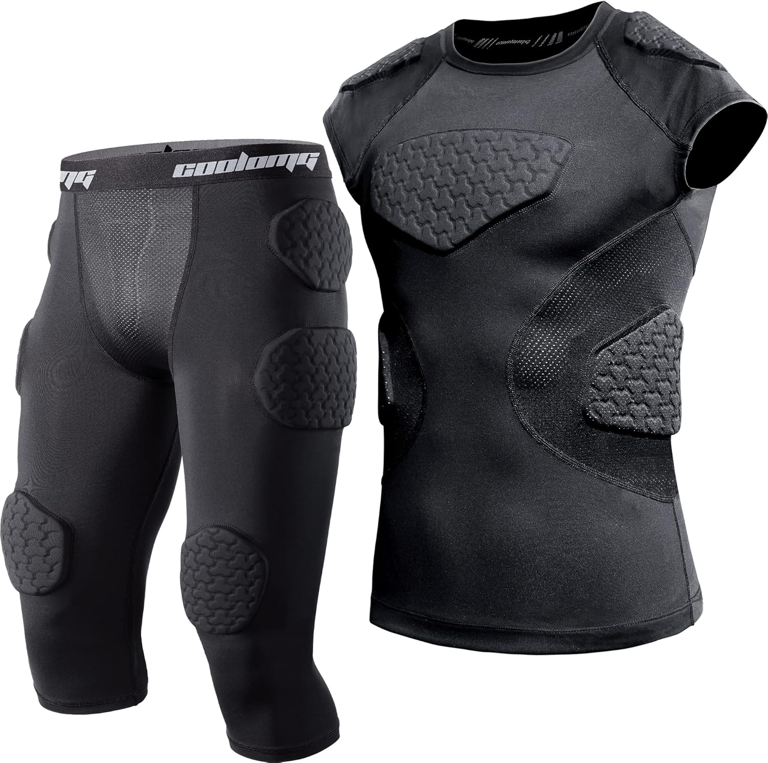 COOLOMG Youth Football Padded Shirts+Youth Football Padded Leggings M