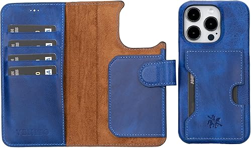 Miniatura 41 de Venito Funda tipo cartera para iPhone 15 con tarjetero y bloqueo RFID, funda de cuero para teléfono, funda desmontable de 6.1 pulgadas, Florencia