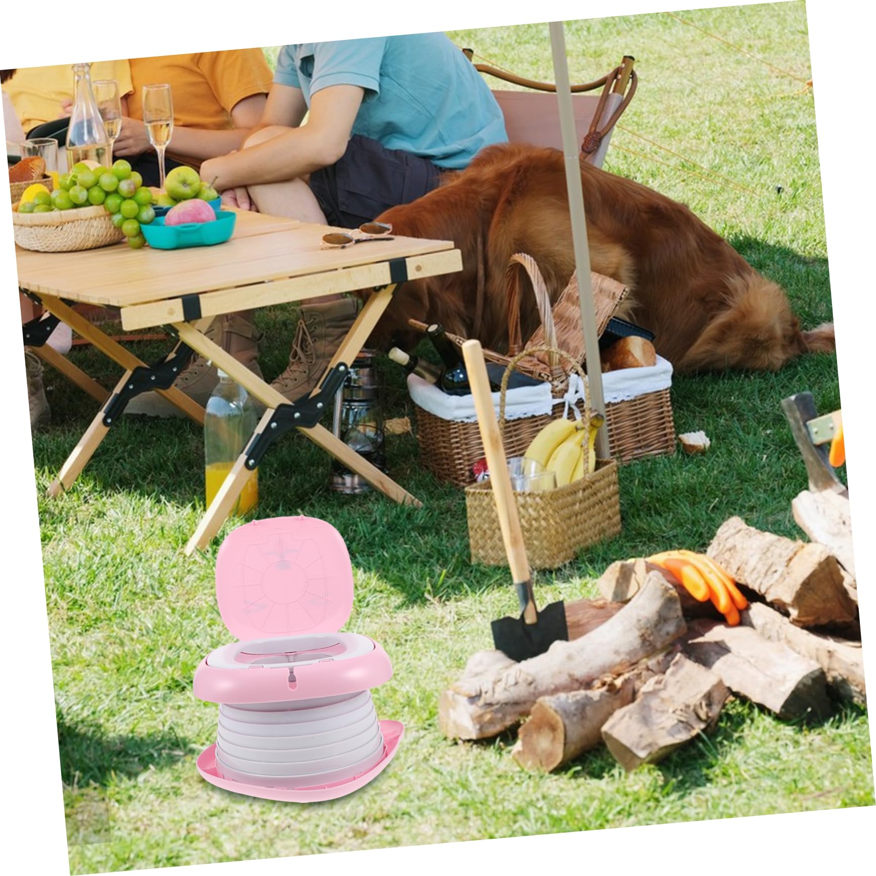 Asiento de Inodoro Plegable para Orinal Infantil Portátil para Diseño y para Camping y Paseos Coche Rosa