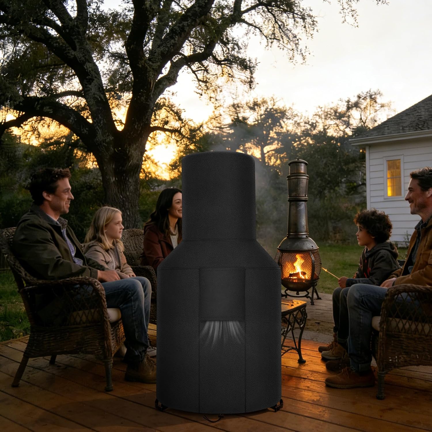 Patio Chiminea Cover - Durable, Weather-Proof Chiminea Fire Pit Cover, Heavy Duty 420D Oxford Water-Resistant chiminea outdoor fireplace Covers (48X25X13 inch)