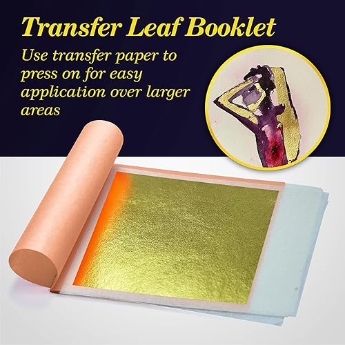 Miniatura 15 de Barnabas Blattgold Hoja de oro, oro real de 22 quilates [25 hojas, 3.1 pulgadas] - Patente de transferencia para pintura, artes y manualidades