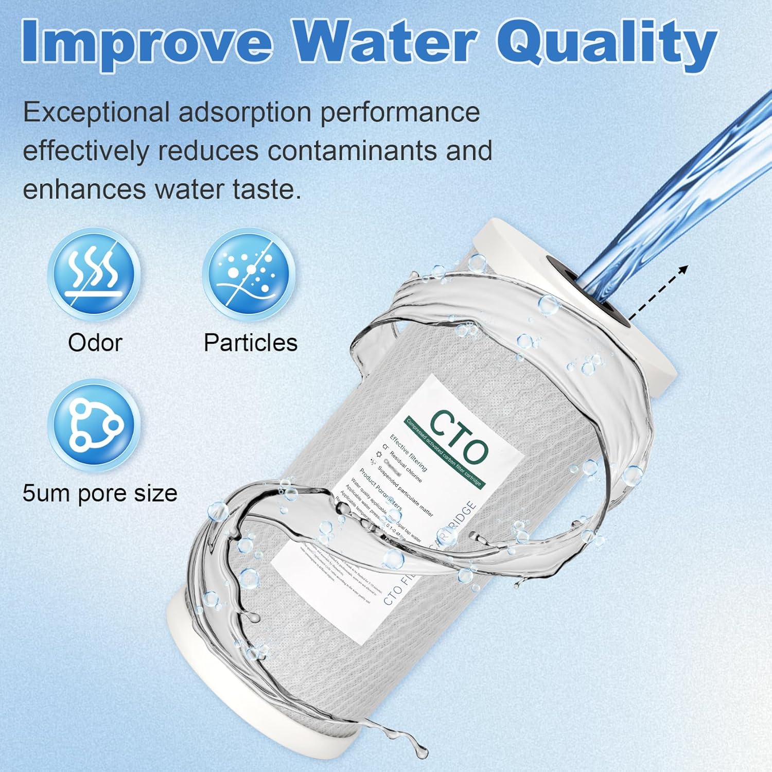 Whole House 4.5" x 10" Water Filter Replacement Kit, 2 PP Sediment Filters + 2 CTO Coconut Shell Activated Carbon Filters, Compatible with WGB21B, FP15B, FC15B, and Standard 10" Systems