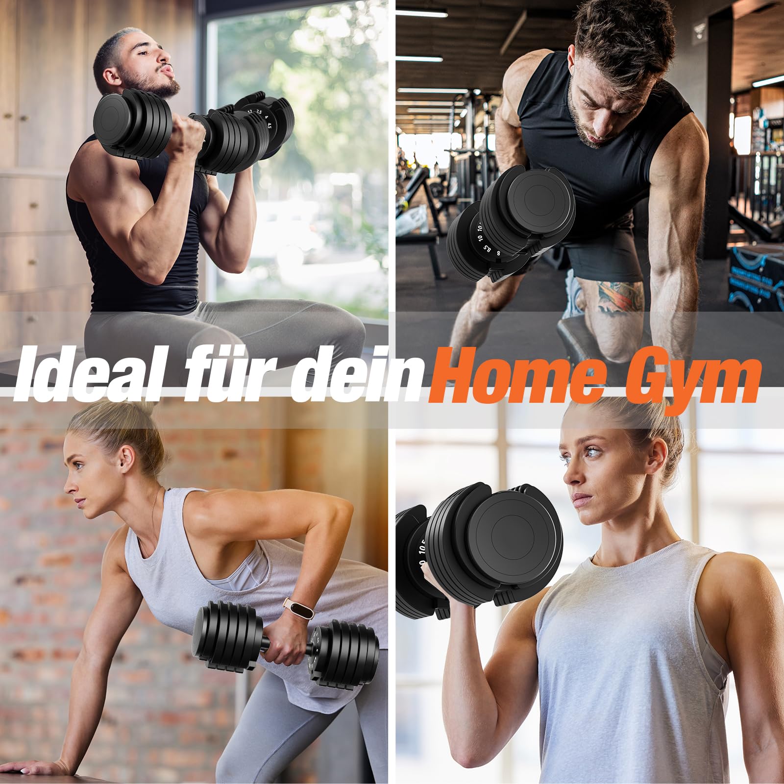DH FitLife 12kg/25kg verstellbare Hanteln 2,5-12kg /4-25kg mit 10 Gewichtsstufen, Kurzhanteln Hanteln Set mit Hantelscheiben, Variable Gewichte 10 in 1