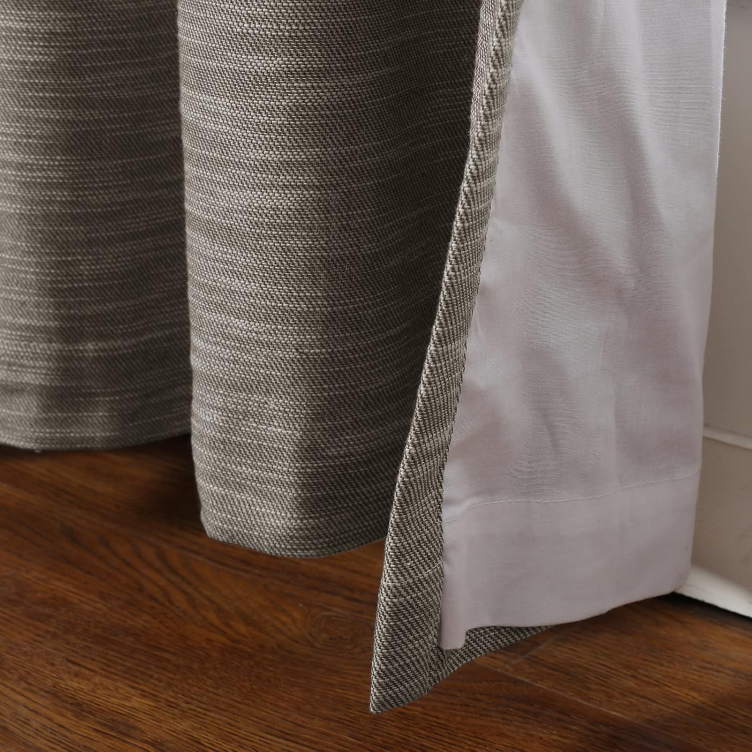 TWOPAGES 52W x 90L Inches Pinch Pleat Drape for Traverse Rod Light Filtering Room Darkening Curtain Eco Friendly Organic Cotton Curtain for Kids Bedroom Living Room (1 Panel, Tauple)