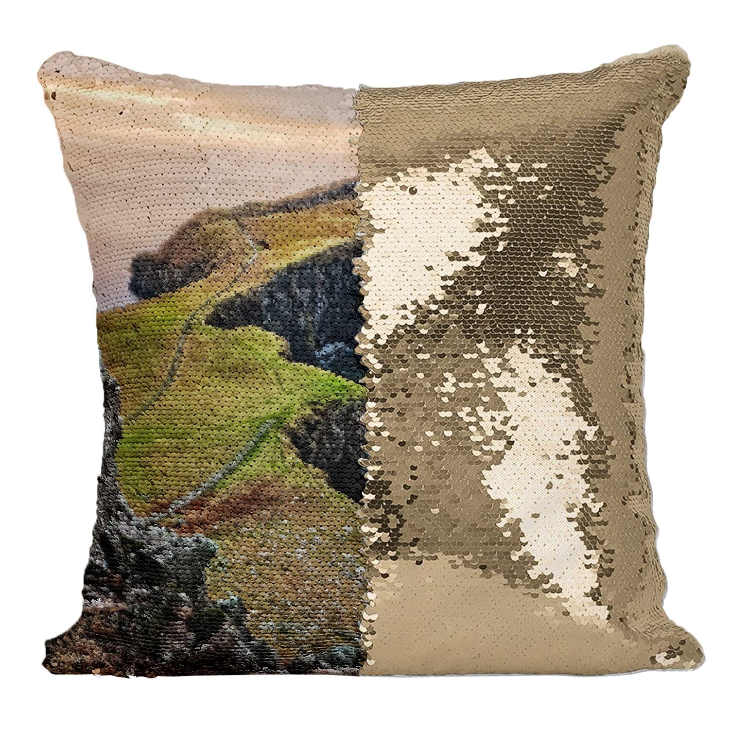 Coussin avec Housse Sequin Fabulous Paillettes Doré Idée Cadeau Original