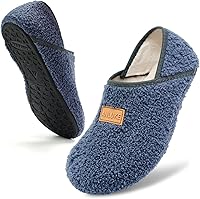 ANLUKE Fuzzy Slipper Socks for Women Men - Soft Polar Fleece House Shoes, Non-Slip Rubber Sole, Lightweight Indoor Outdoor Slippers