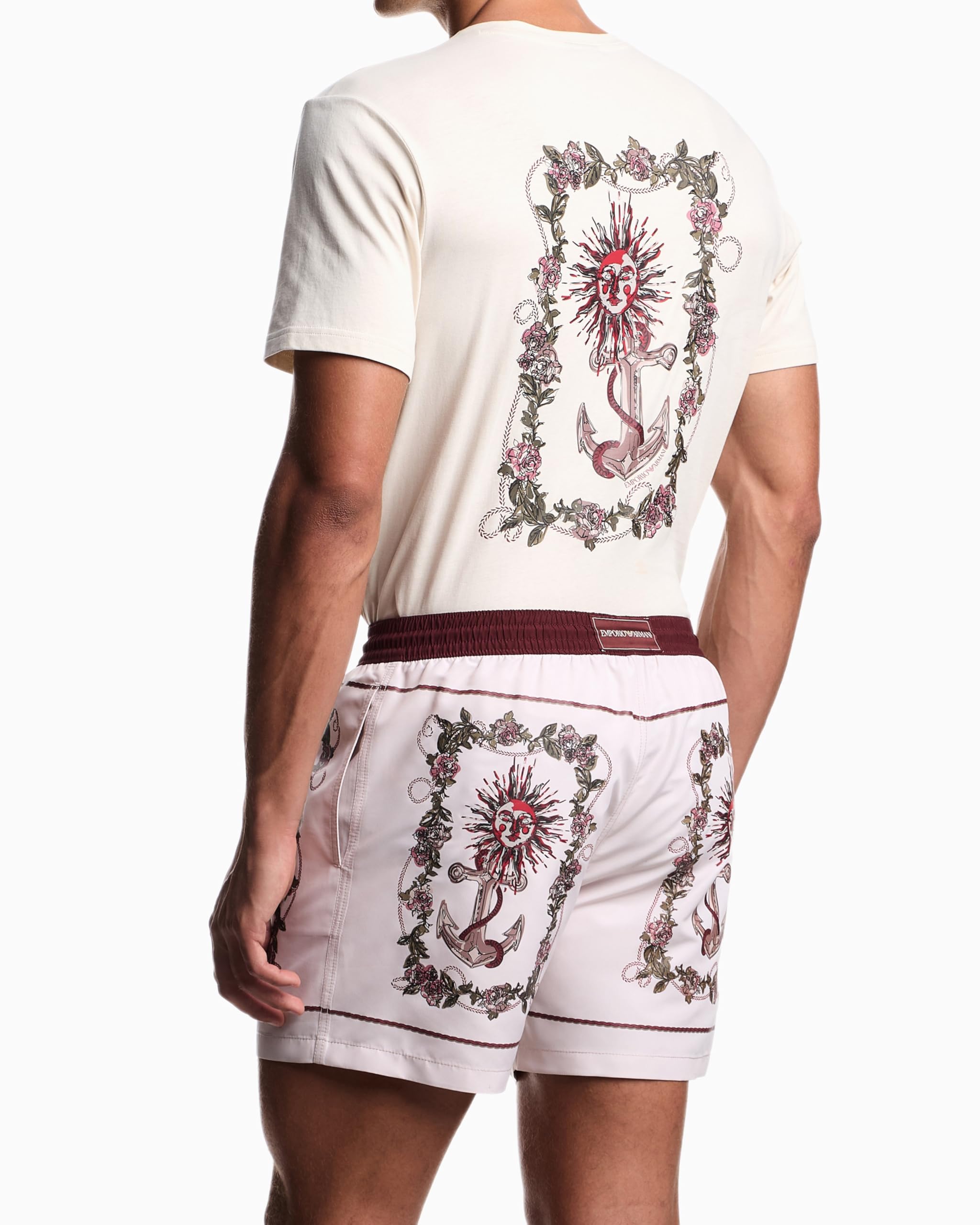 Emporio Armani Herren Karten Prints Boxer Beige M – Ansicht 2