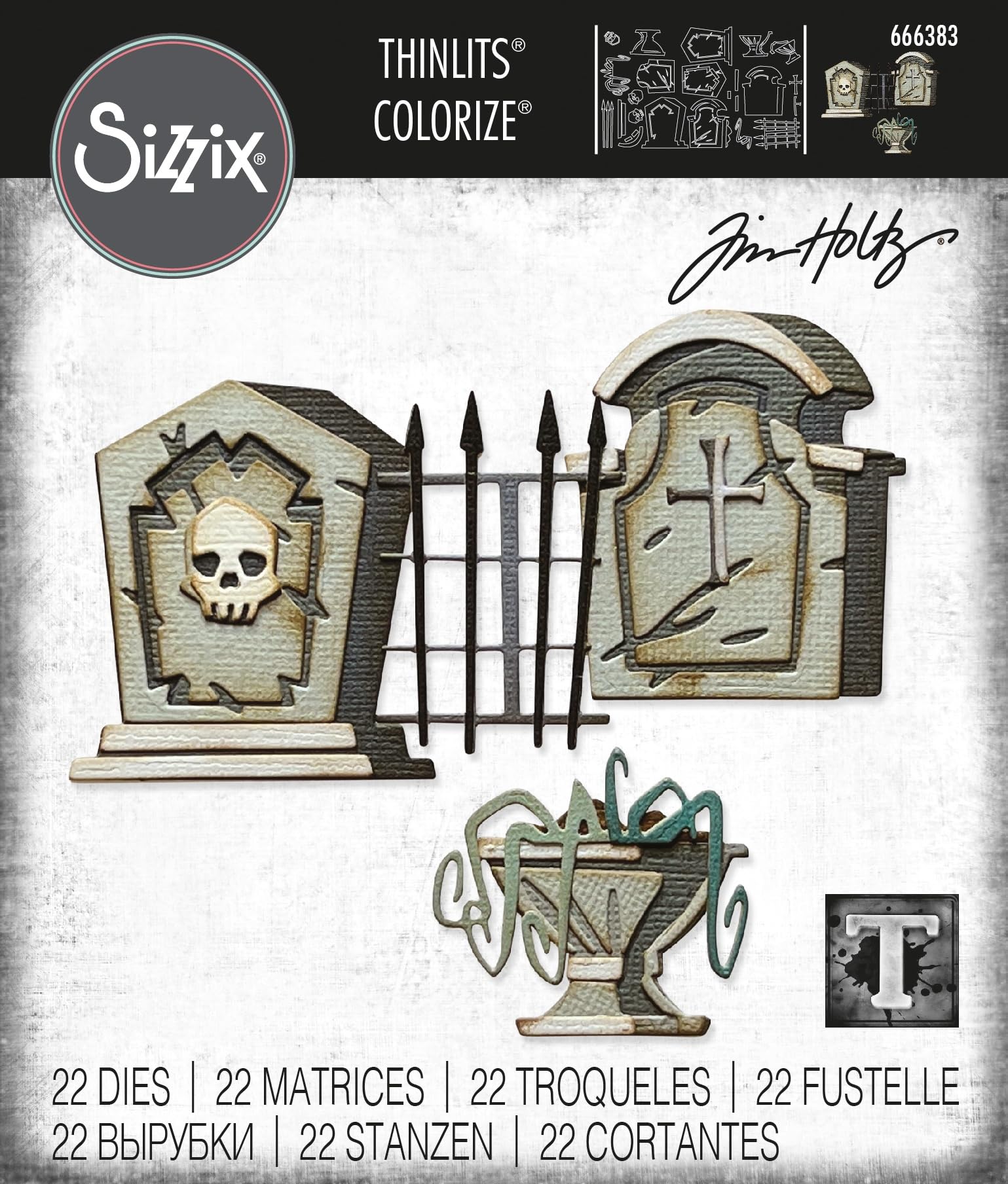 Sizzix Thinlits Dies by Tim Holtz 22/Pkg-Graveyard Colorize