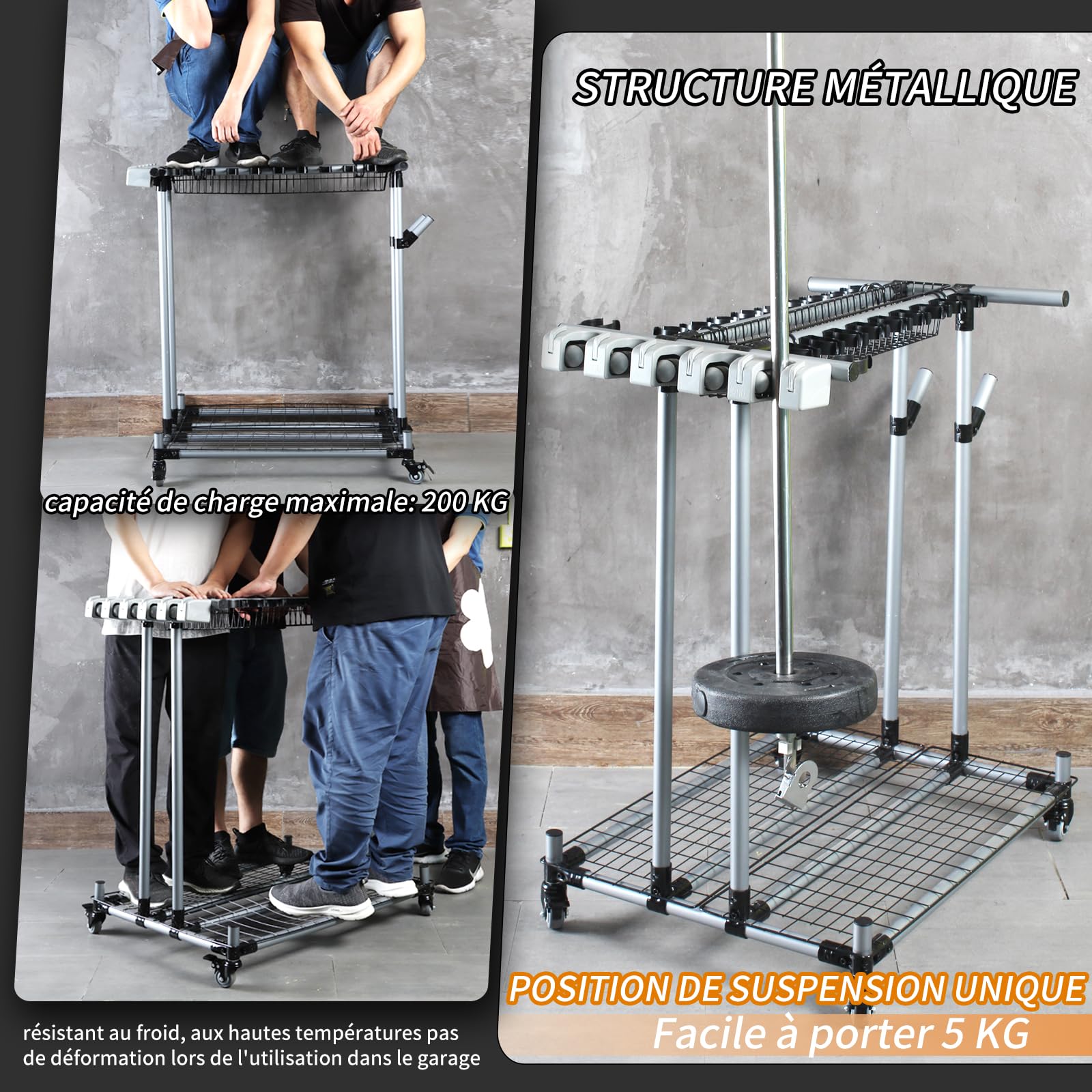 Étagère de Rangement Polyvalente pour Outils de Jardin avec Stockage Classifié pour Chariot de Matériel Agricole Lourd