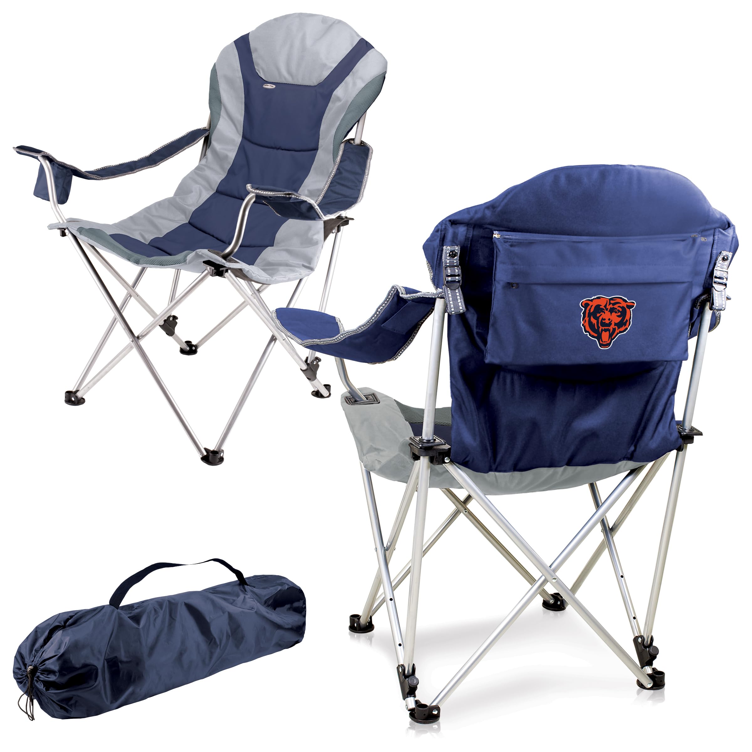 PICNIC TIME NFL Unisex-Adult NFL Reclining Camp Chair, Beach Chair for Adults, Sports Chair with Carry Bag