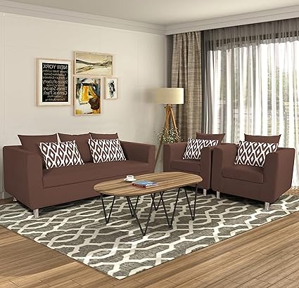 Adorn India Poland 3-1-1 Five Seater Sofa Set (Brown)